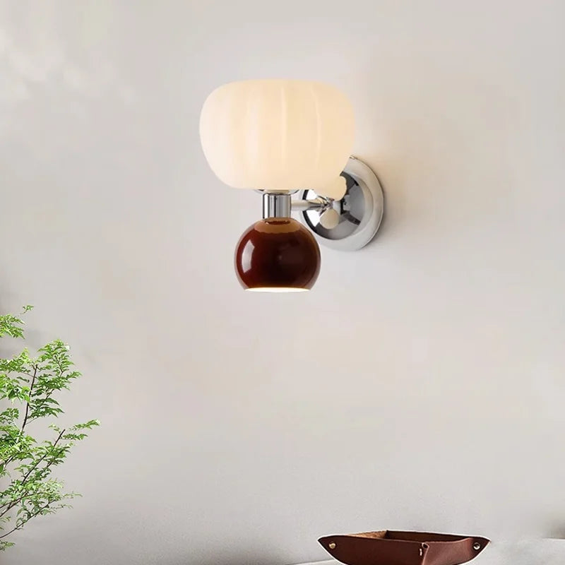 Bello Pumpkin Wall Lamp | Sculpted Glass & Metal Sconce