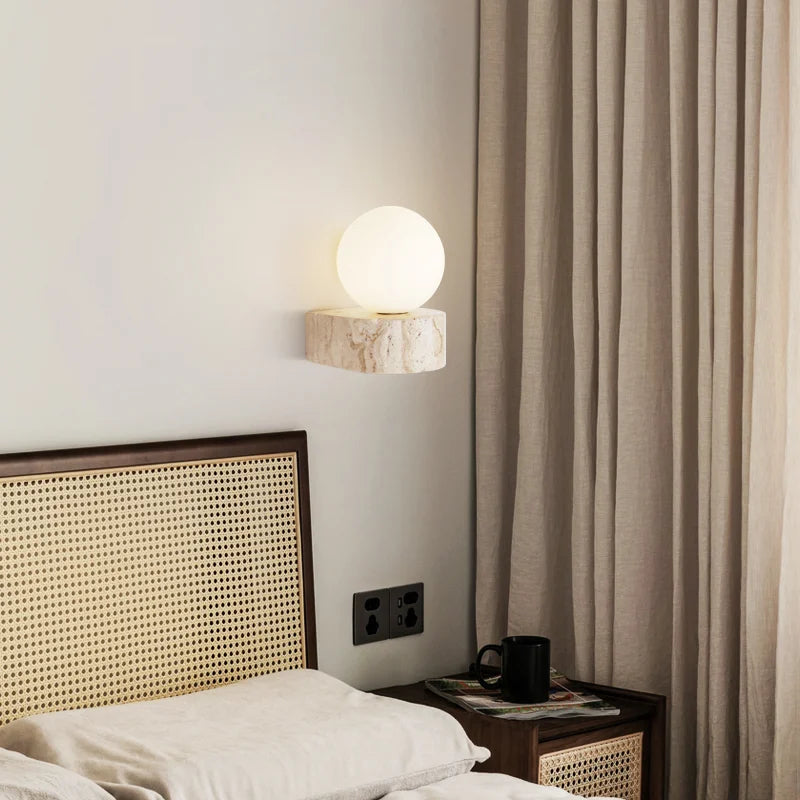 Bene Wall Lamp | Authentic Travertine, Soft Ambient Glow