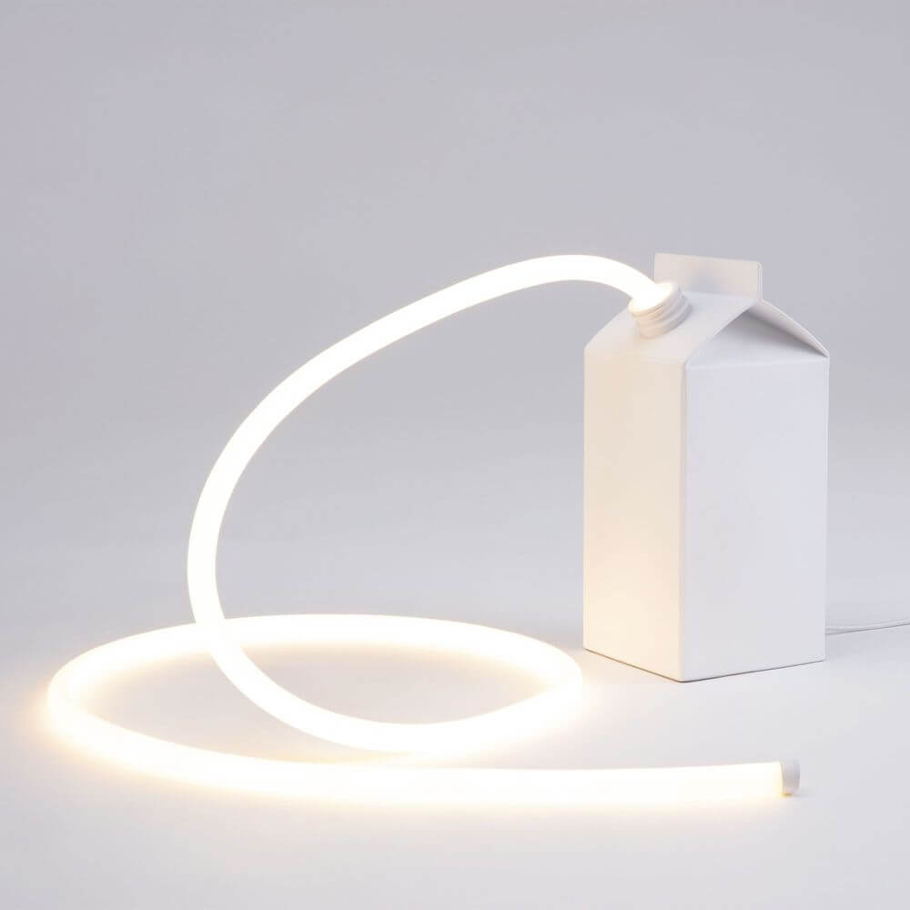 Milo LED Table Lamp | Unique Milk Carton Design, Flexible Light Strip