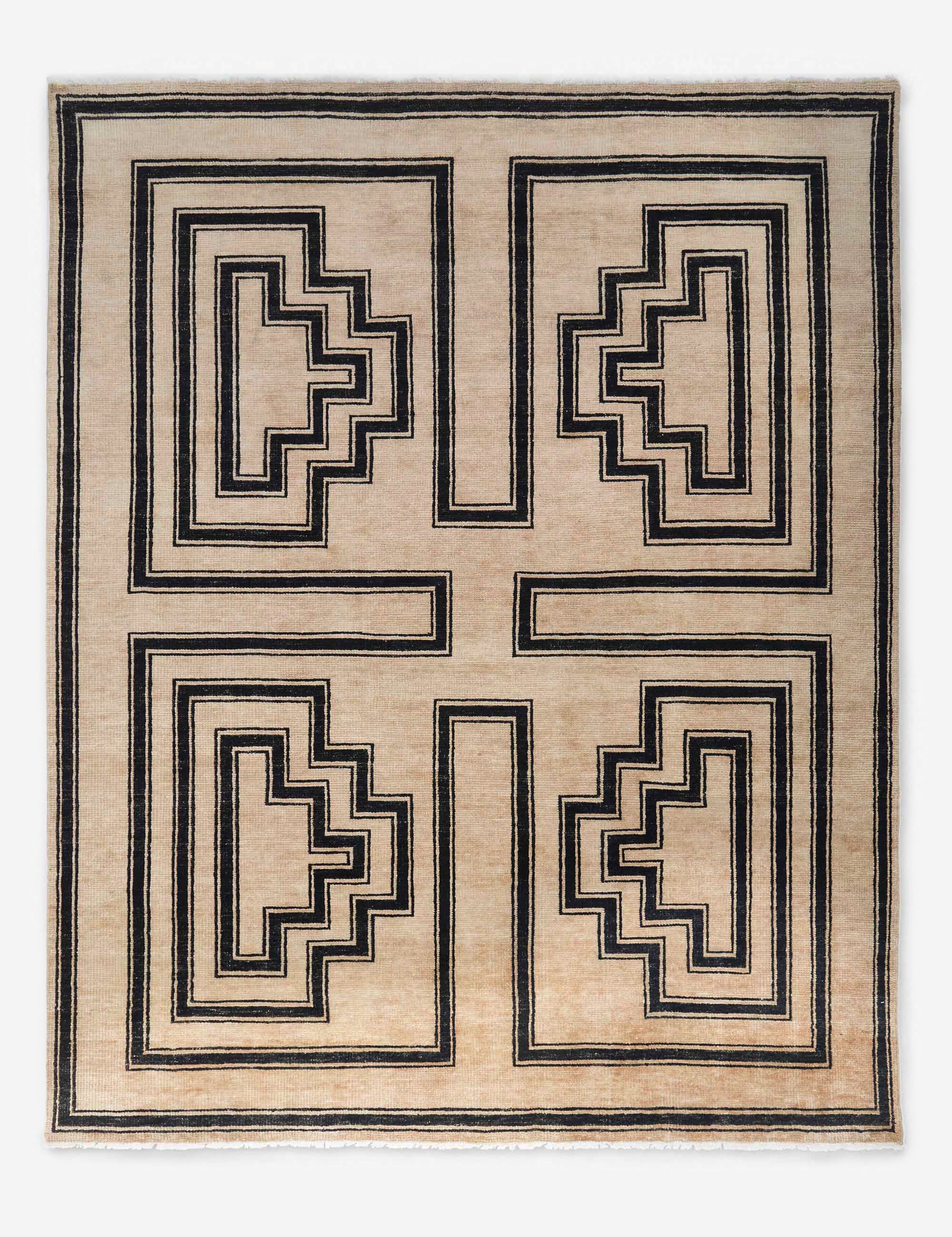 Senna Geometric Wool Rug | Hand-Knotted, Durable Design