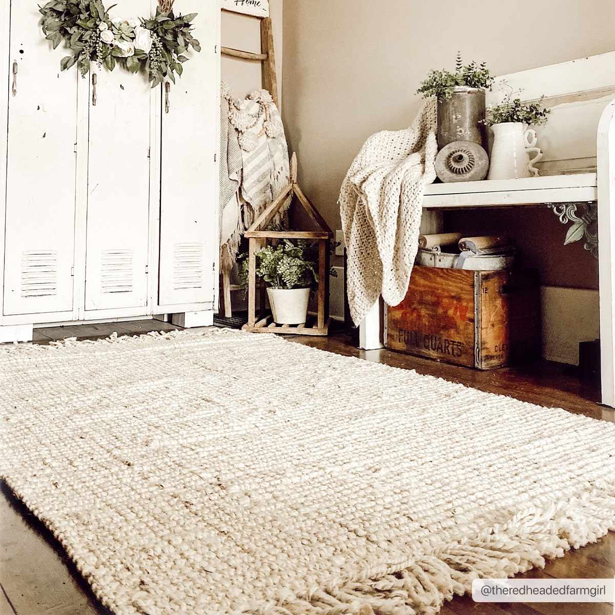 Bela Jute Rug  Hand Woven  Cream Color  Medium Pile