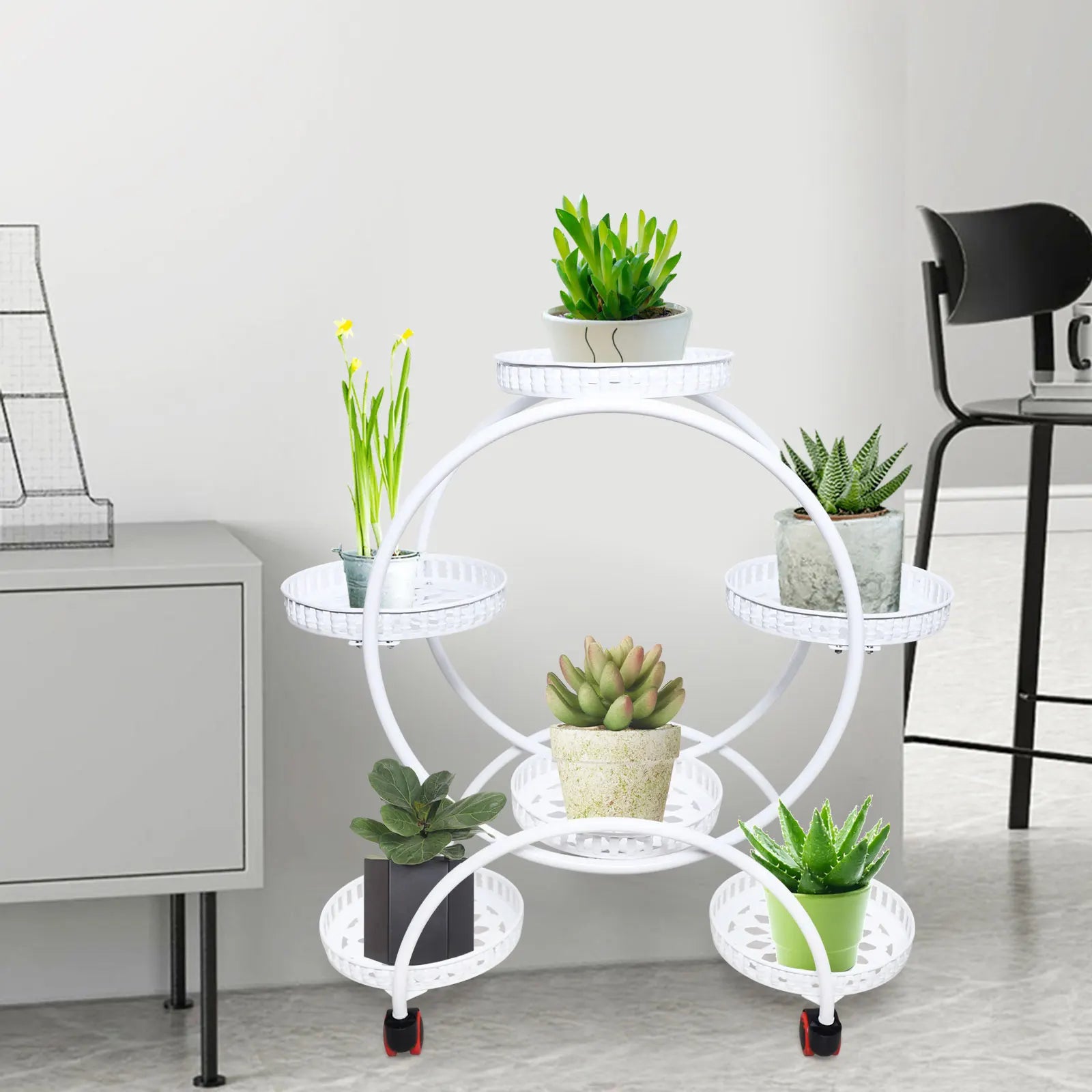 Bela Metal Plant Stand | 6-Tier with Wheels, Indoor & Outdoor Use