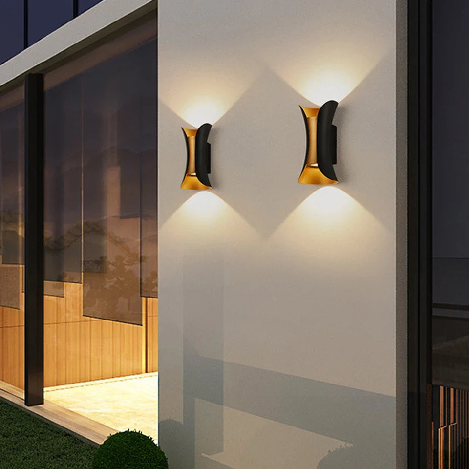 Bela Wall Light | Waterproof LED, Modern Black & Gold Design