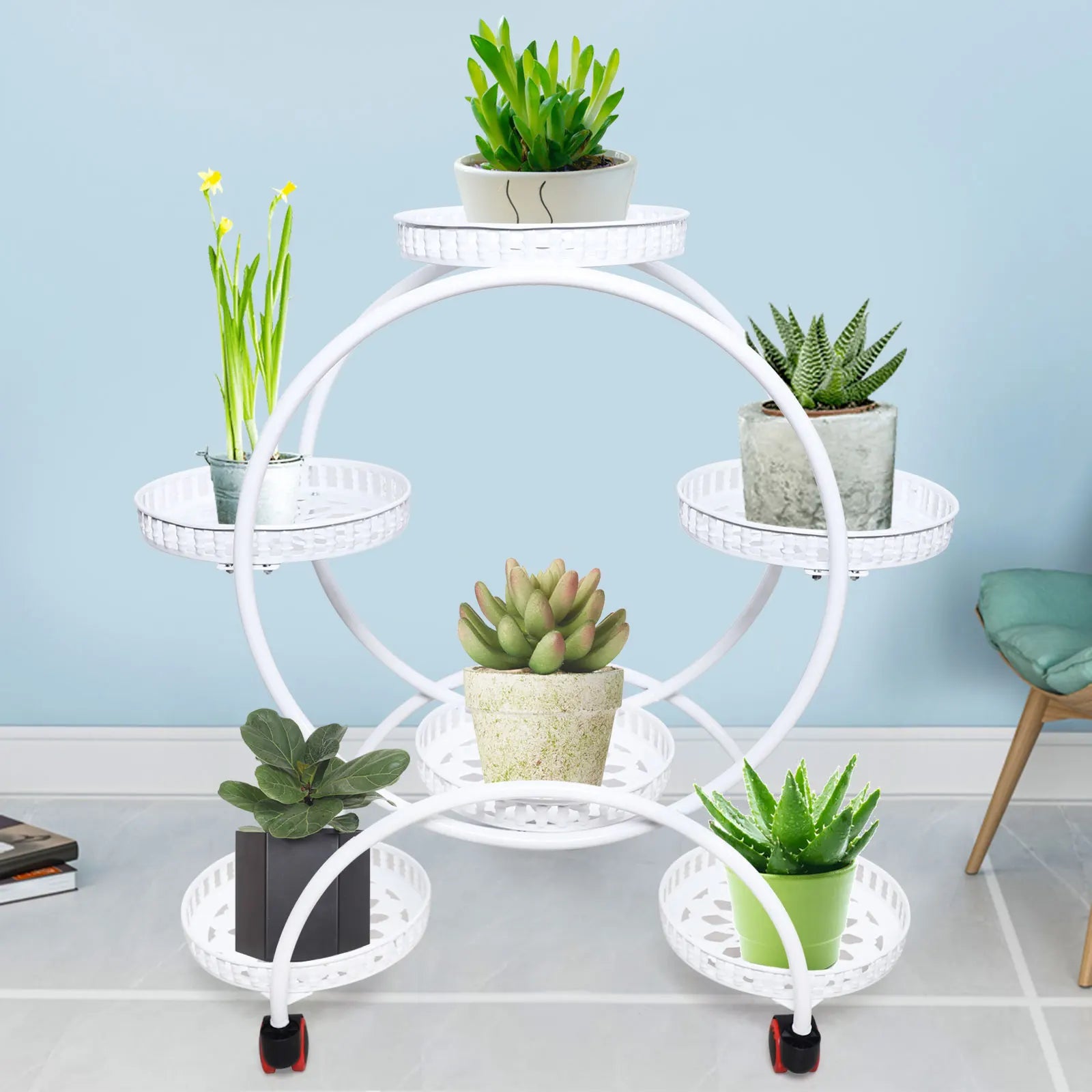 Bela Metal Plant Stand | 6-Tier with Wheels, Indoor & Outdoor Use