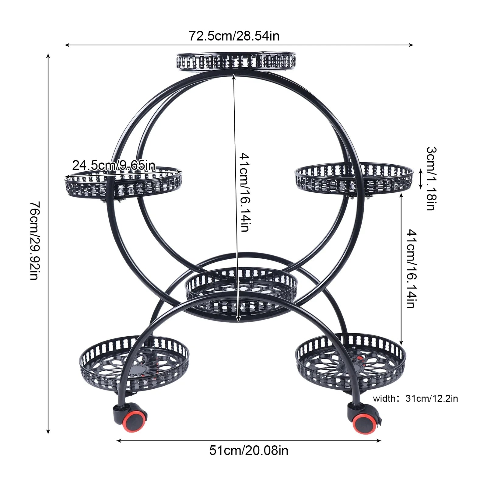 Bela Metal Plant Stand | 6-Tier with Wheels, Indoor & Outdoor Use