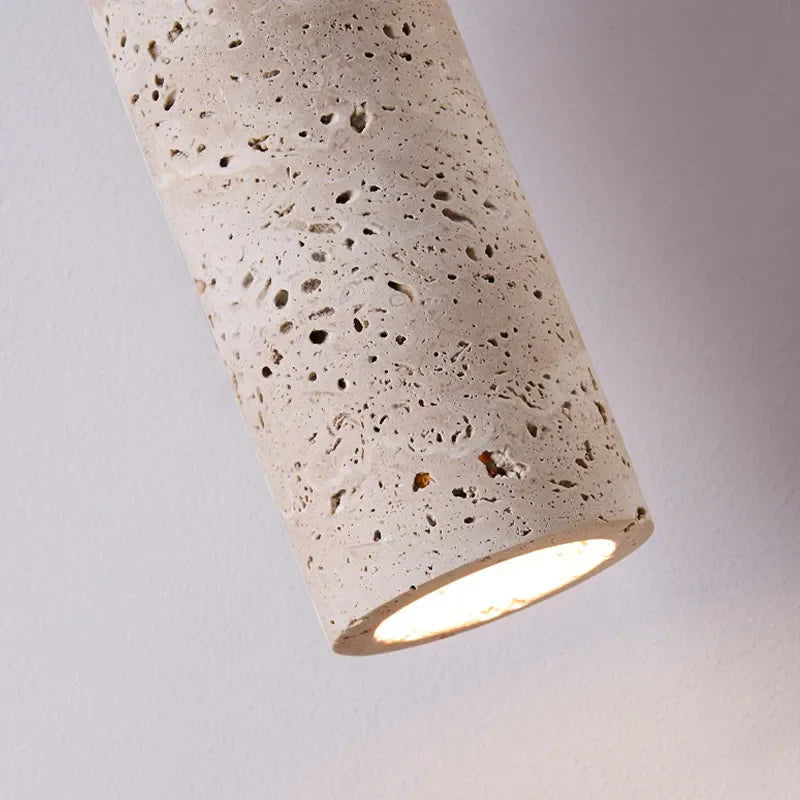 Bento Pendant Light | Natural Travertine & Walnut Wood, Adjustable Cord
