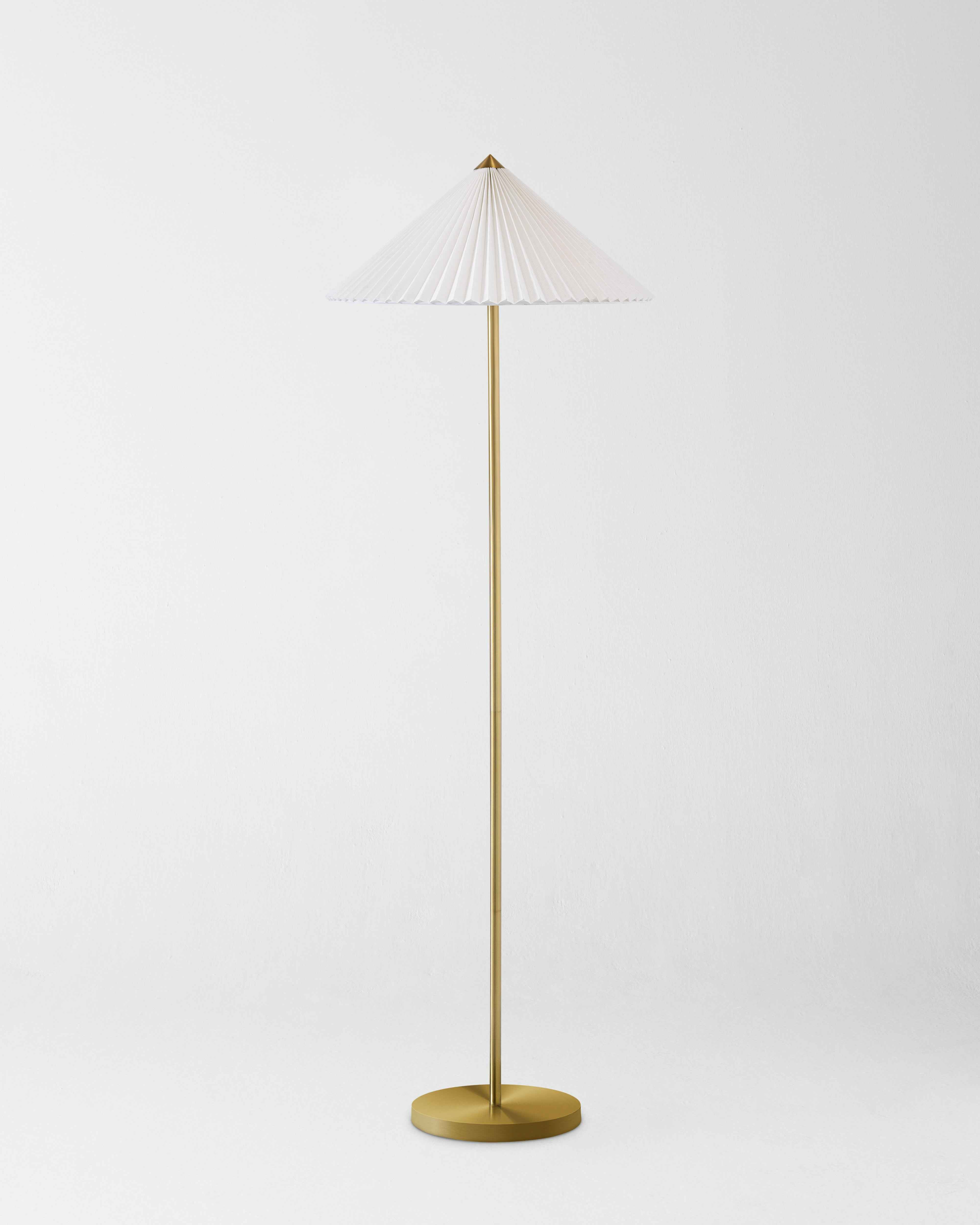 Soleil Floor Lamp | Pleated Shade, Brass Stem
