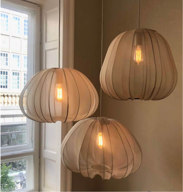 Bello Ceiling Lamp | Round Gray Textile, 47 cm