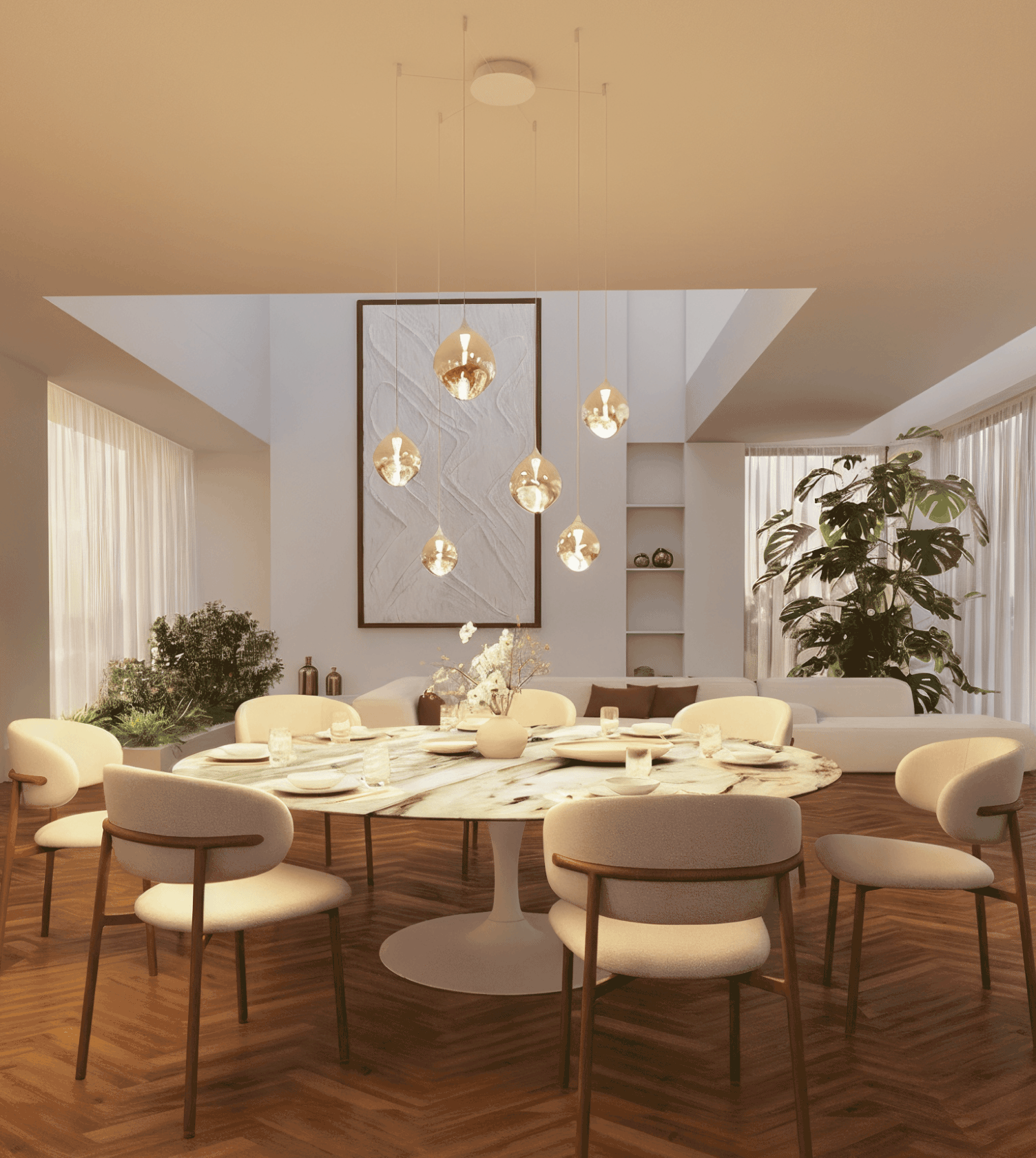 Wela LED Pendant Light | Mouth-Blown Glass, 6 Flames