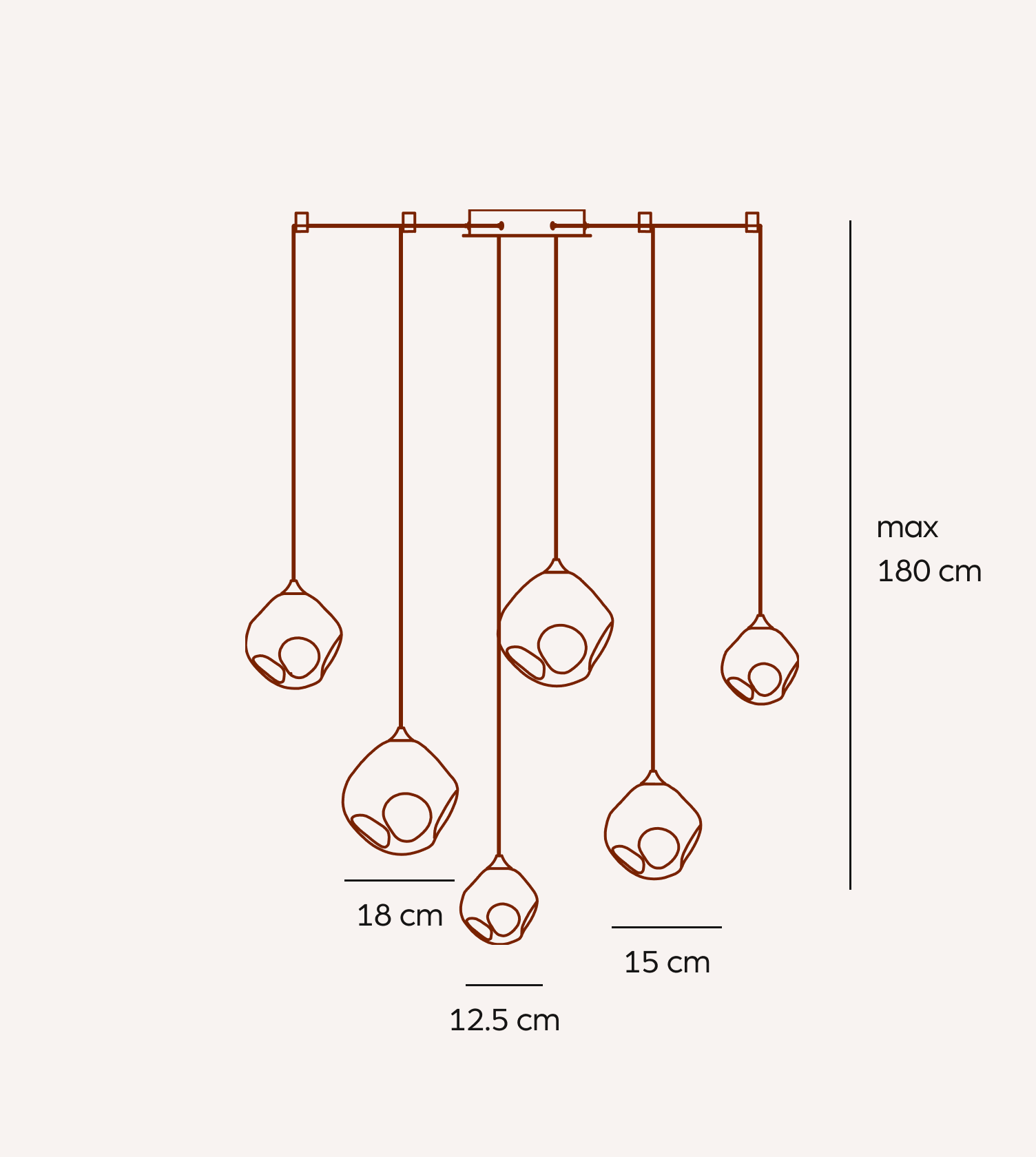 Wela LED Pendant Light | Mouth-Blown Glass, 6 Flames