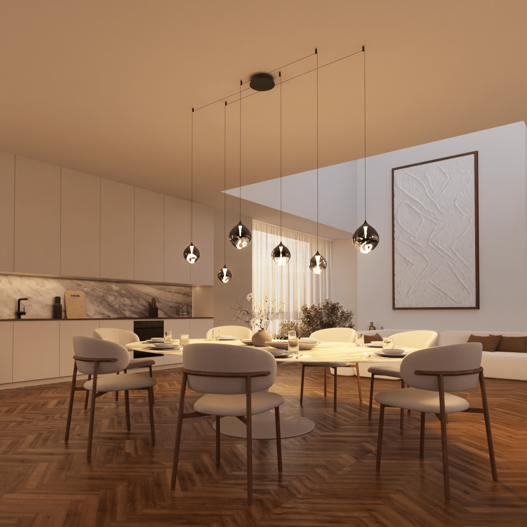 Wela LED Pendant Light | Mouth-Blown Glass, 6 Flames