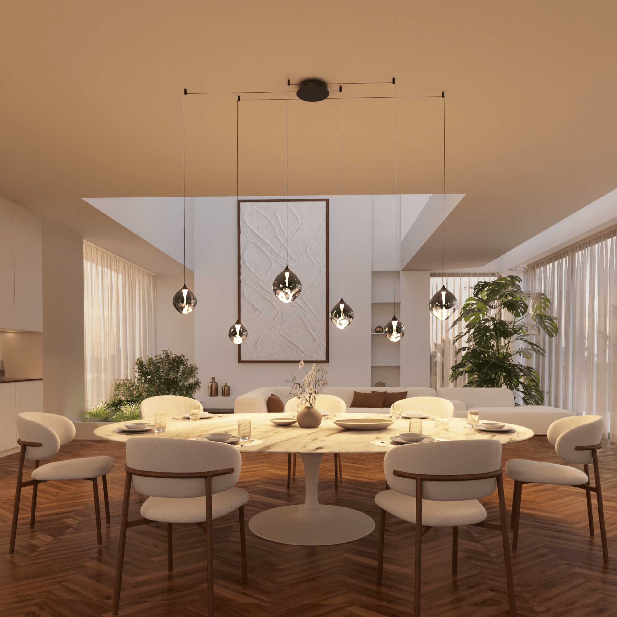 Wela LED Pendant Light | Mouth-Blown Glass, 6 Flames