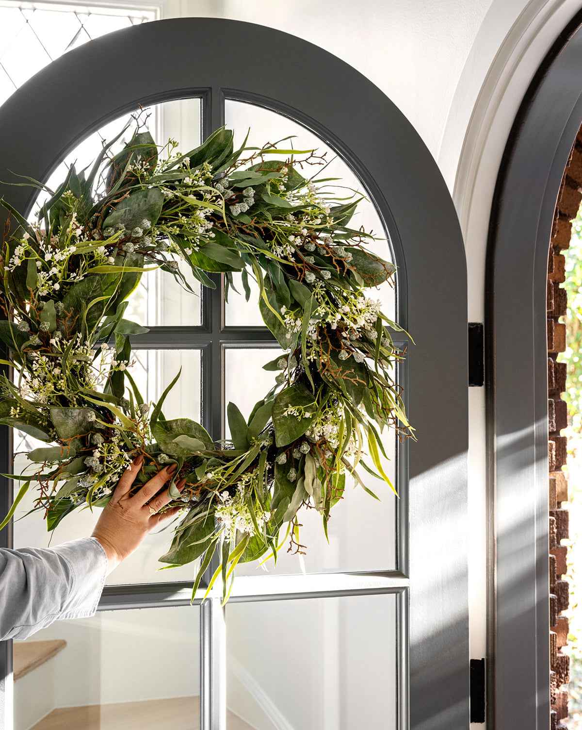 Bela Eucalyptus Wreath  Faux Greenery with Wild Grass & Flowers