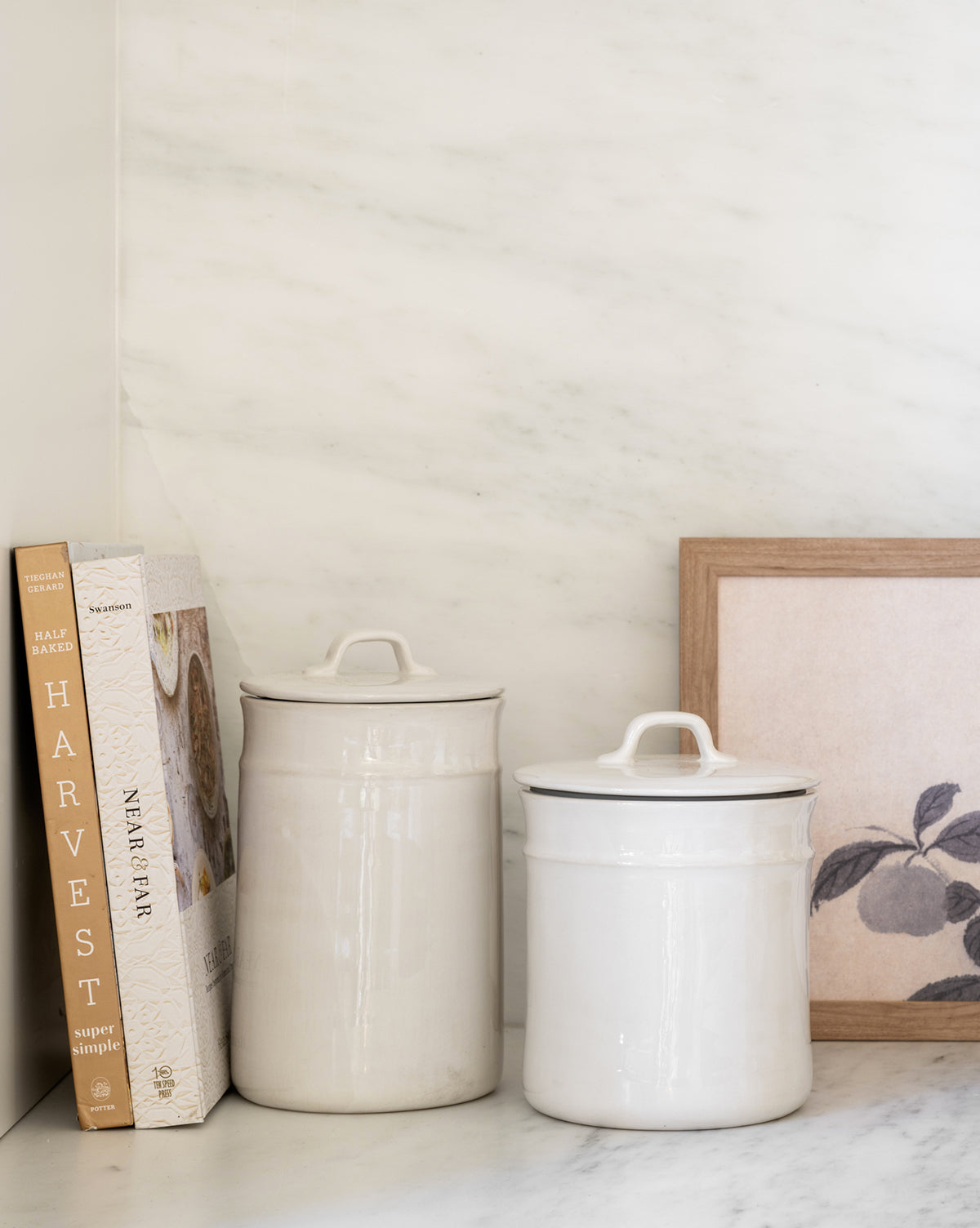 Bela Ceramic Canister  Modern Design, Creamy White Finish