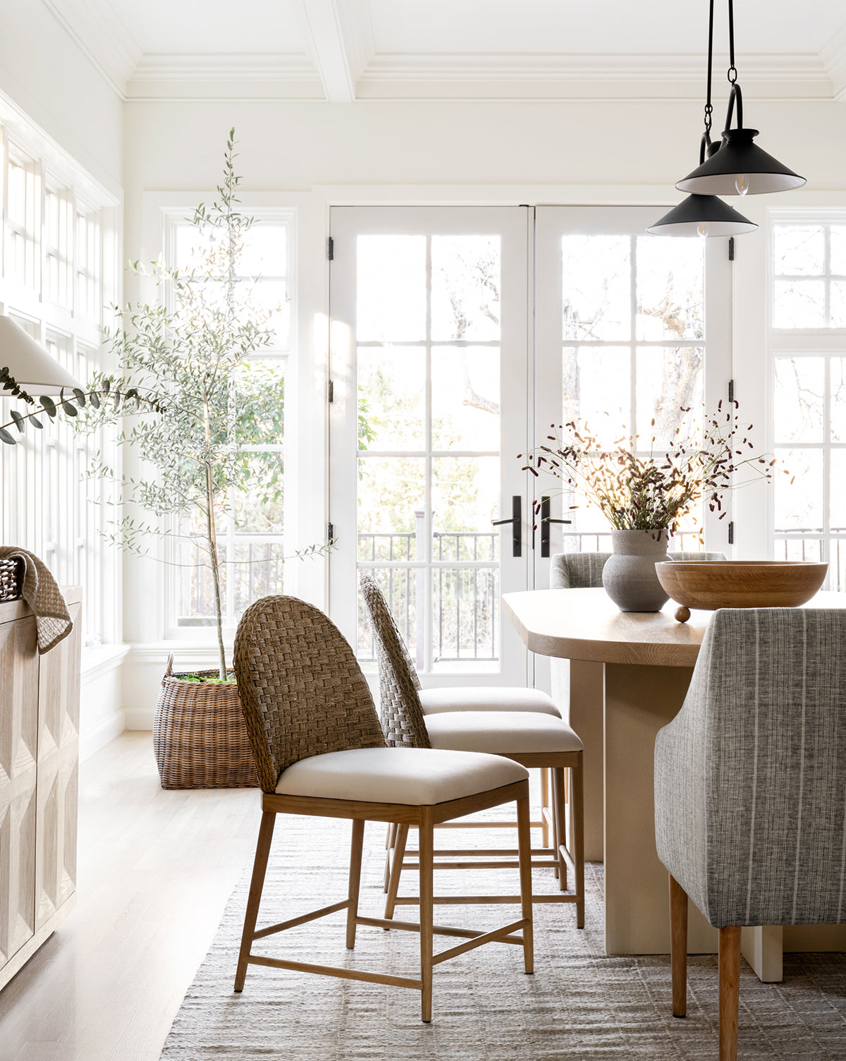 Milo Dining Chair  Solid Oak Base, Woven Back Design