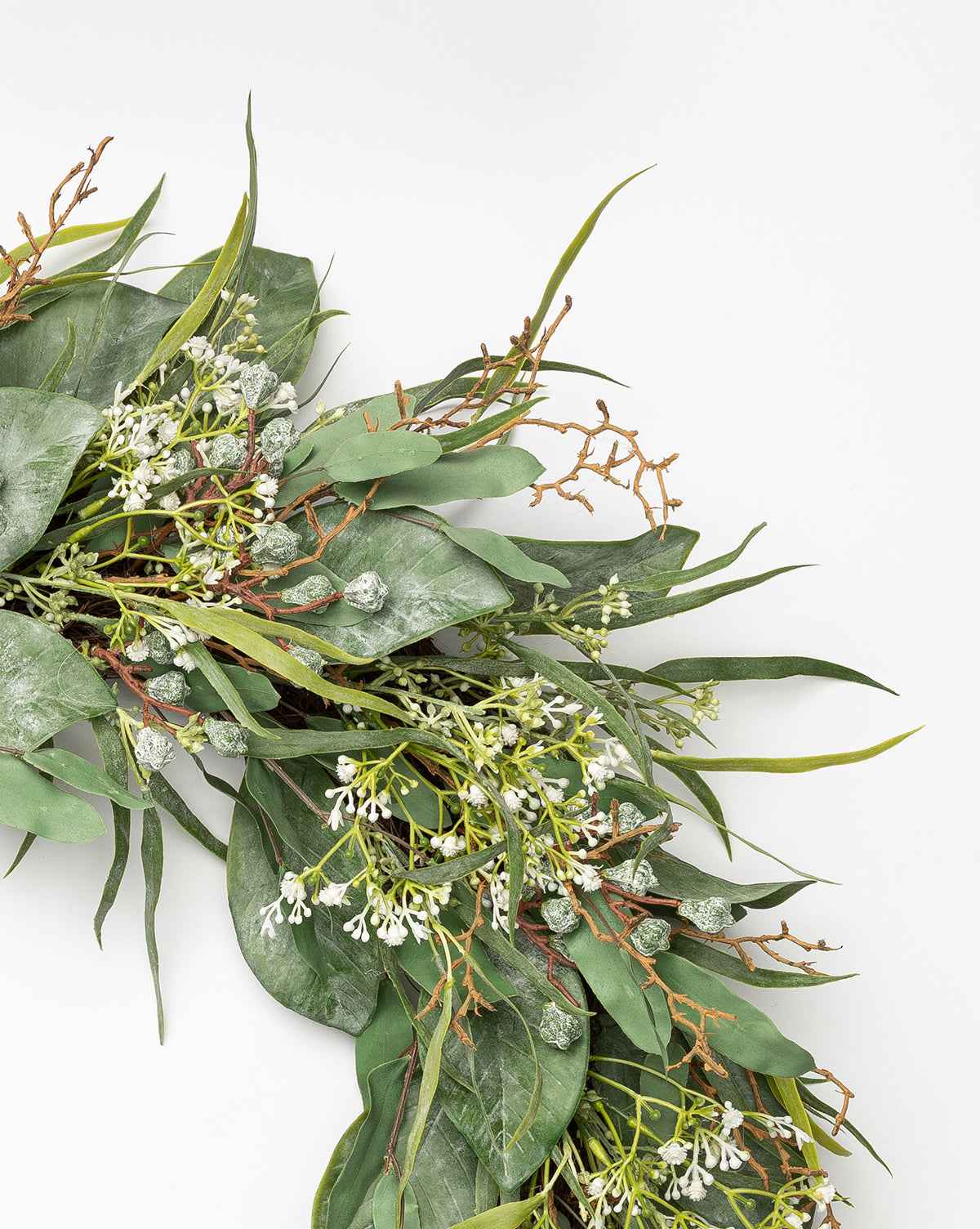 Bela Eucalyptus Wreath  Faux Greenery with Wild Grass & Flowers