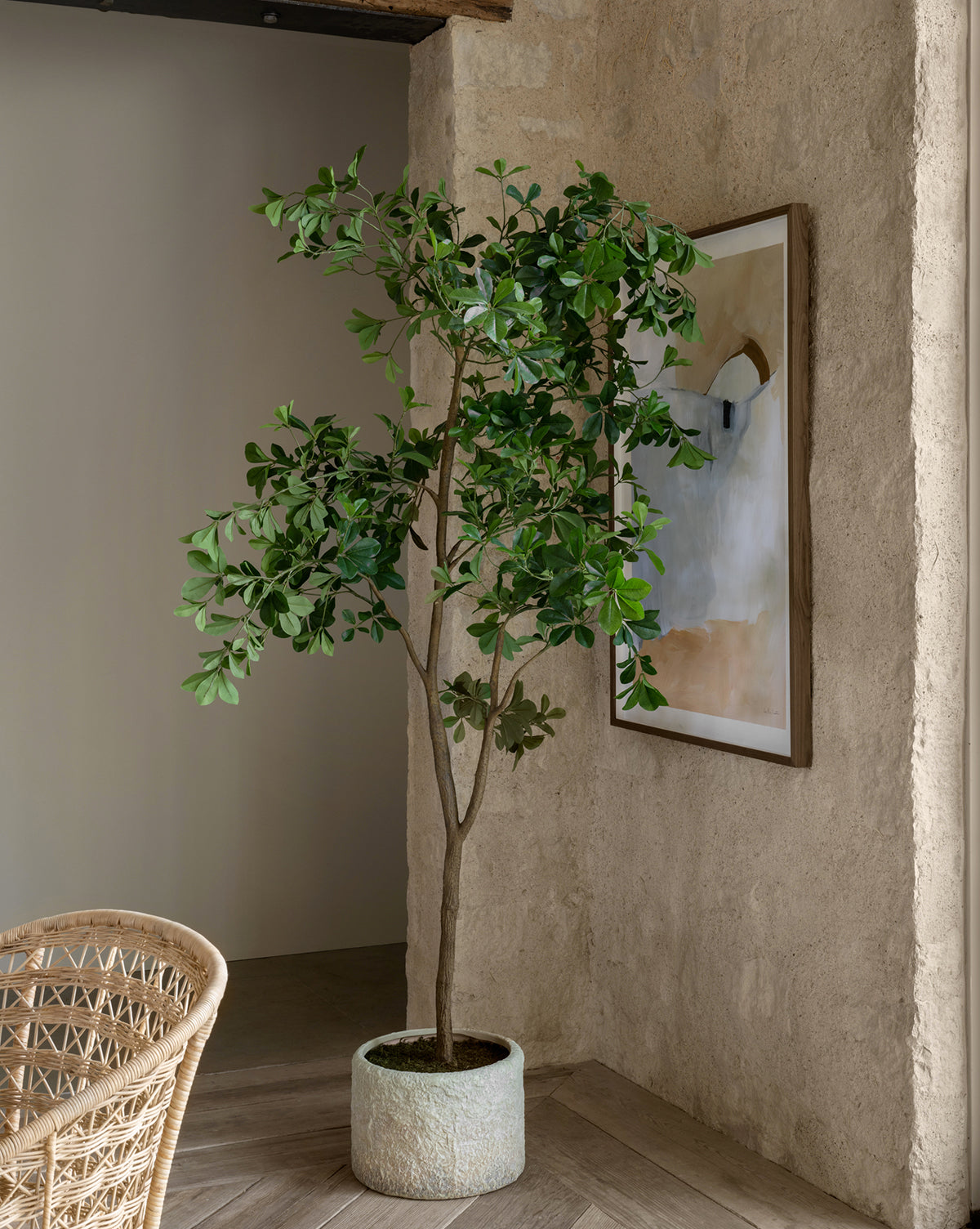 Lush Shady Lady Faux Tree  Ceramic Pot with Green Leaves