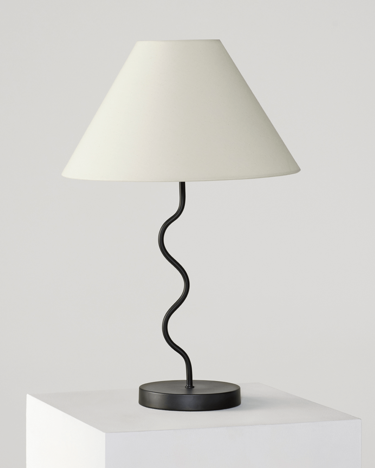 Sway Table Lamp | White Fabric Shade, Playful Zig Zag Base