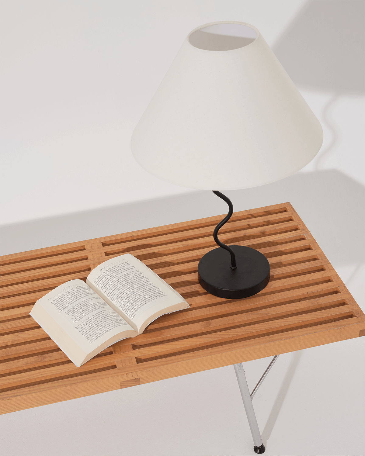 Sway Table Lamp | White Fabric Shade, Playful Zig Zag Base