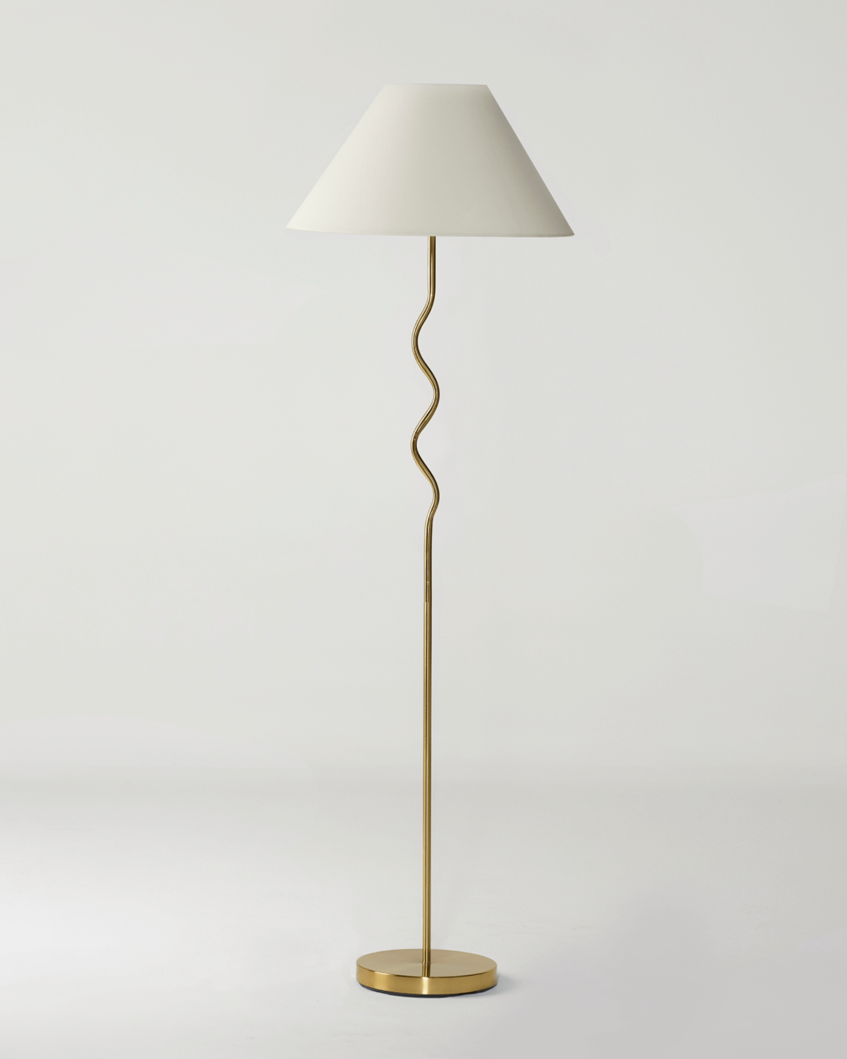 Curva Squiggle Floor Lamp | White Fabric Shade, Curvy Stem