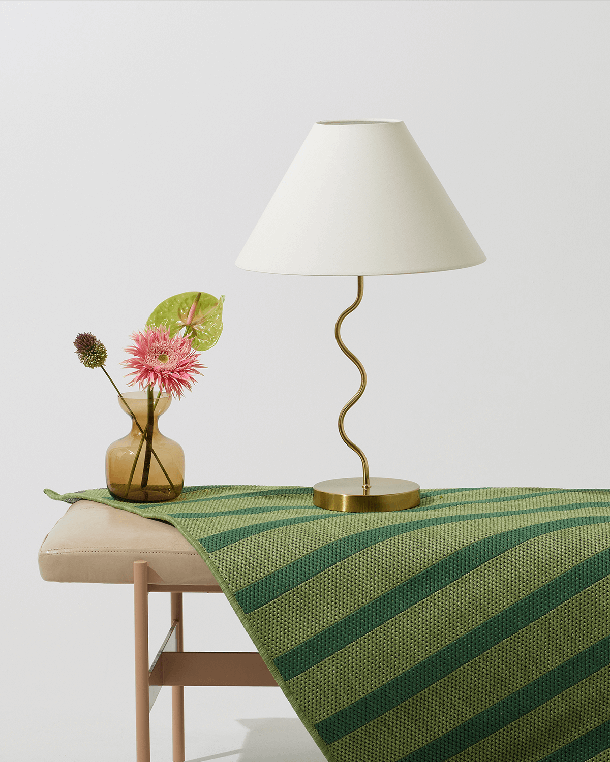 Sway Table Lamp | White Fabric Shade, Playful Zig Zag Base