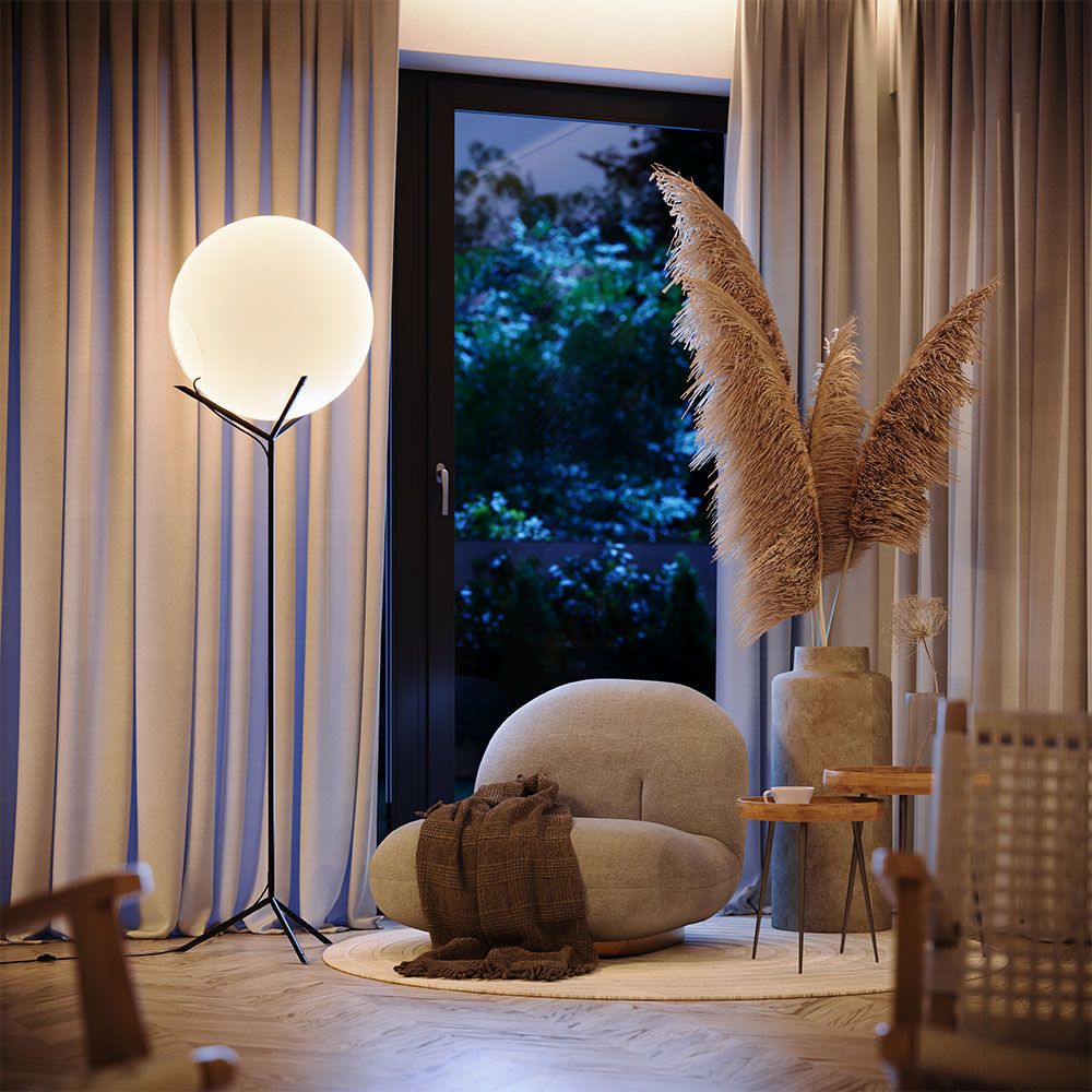 Bela Floor Lamp | Glass Ball, Adjustable Brightness