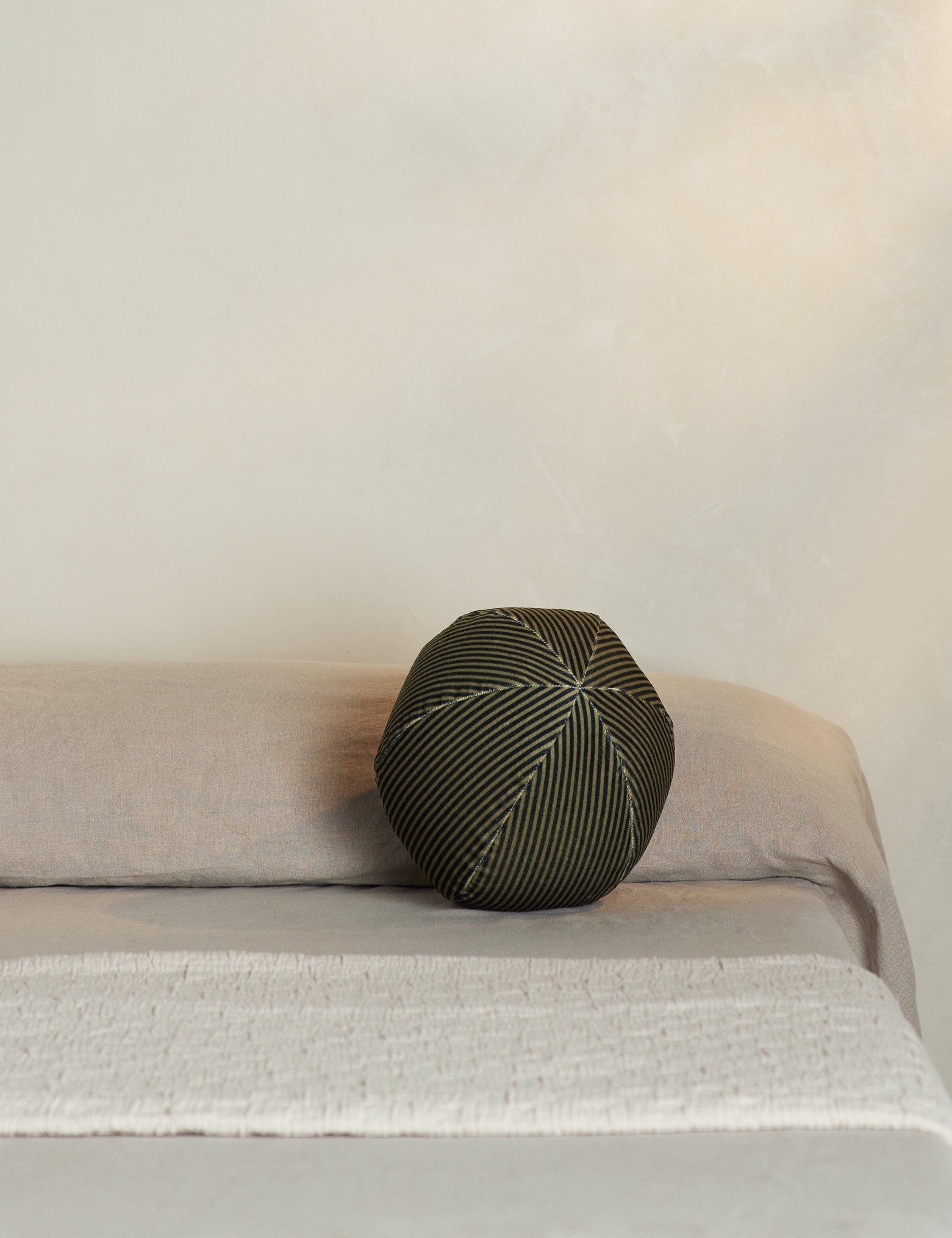 Bello Striped Velvet Ball Pillow | Chic Accent for Sophisticated Style