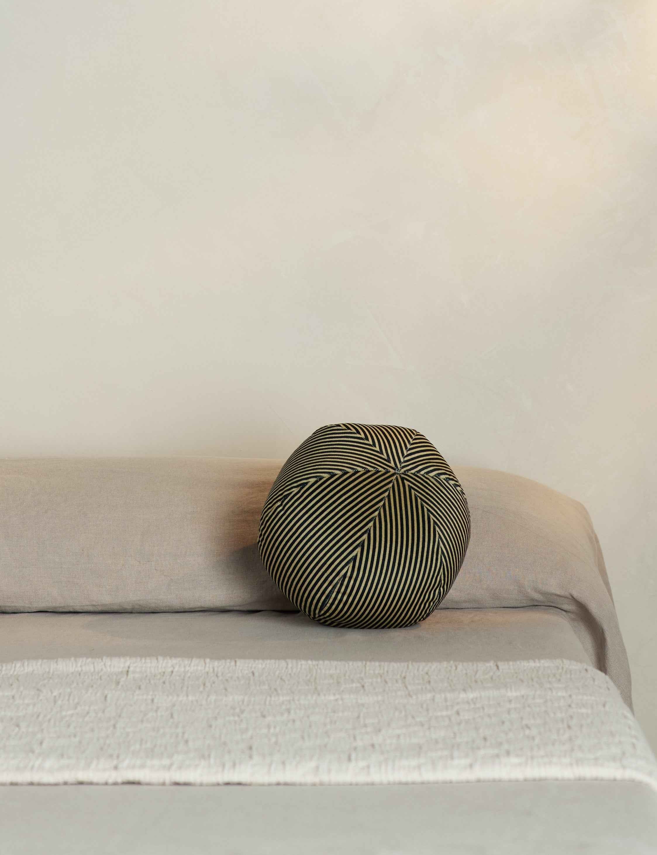 Bello Striped Velvet Ball Pillow | Chic Accent for Sophisticated Style