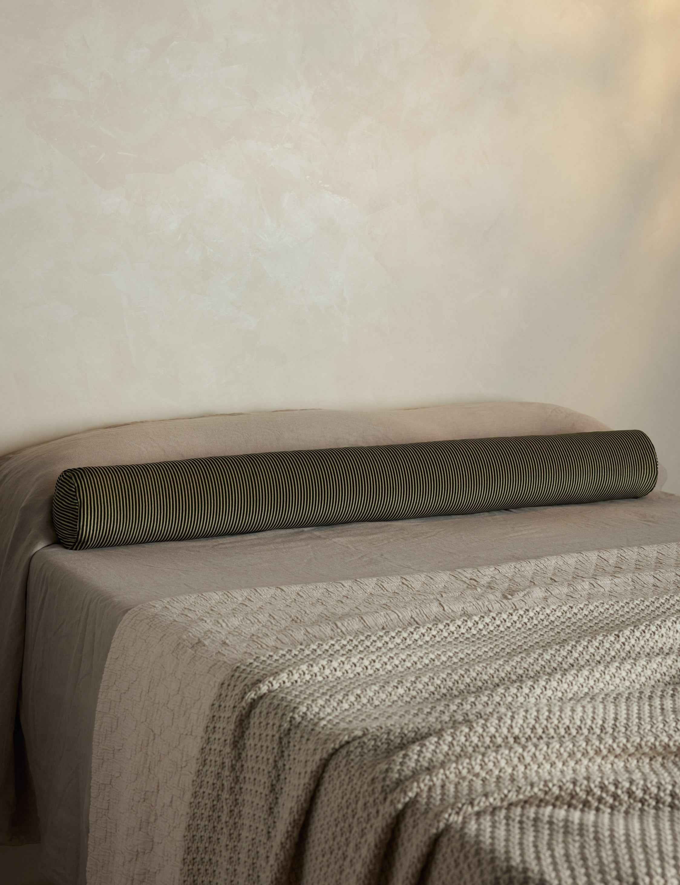 Bello Long Bolster Pillow | Striped Velvet Design