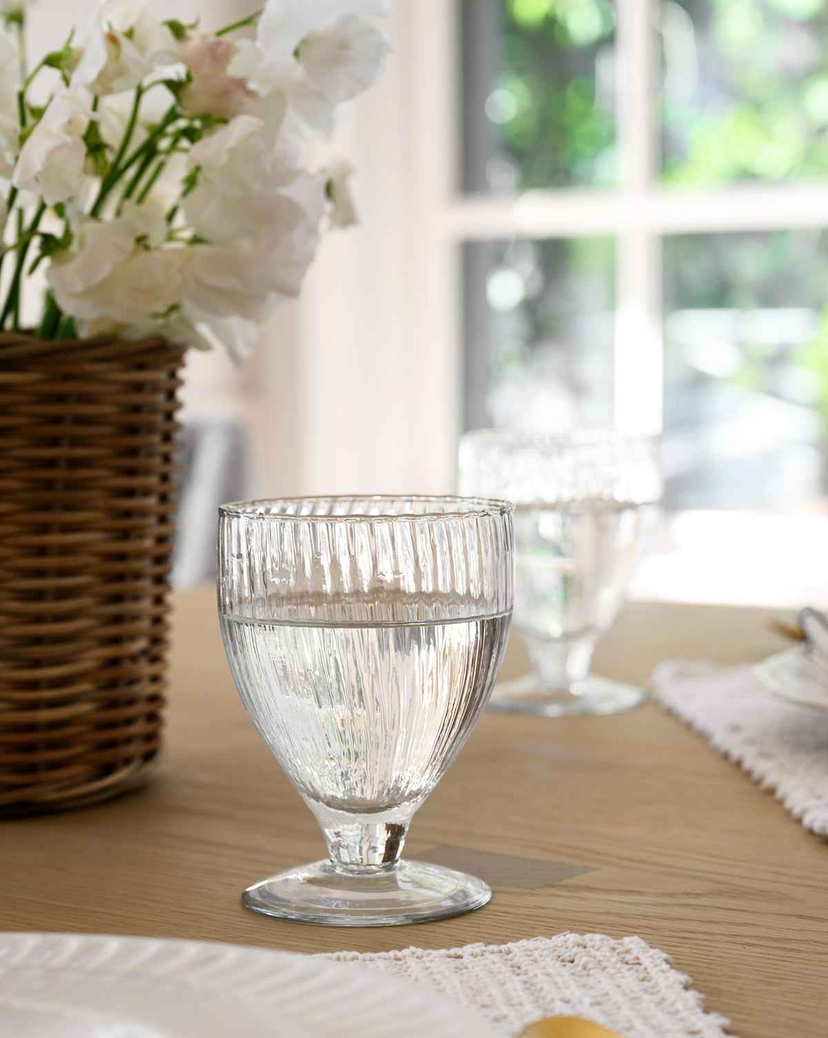 Bela Ribbed Wine Glasses Set of 4 Short Stem Design