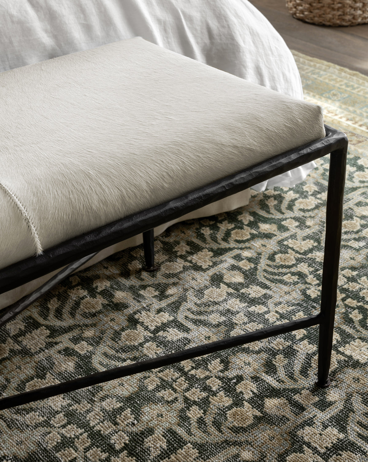 Elysian Hand-Knotted Wool Rug  Vintage Green Tan Black Design