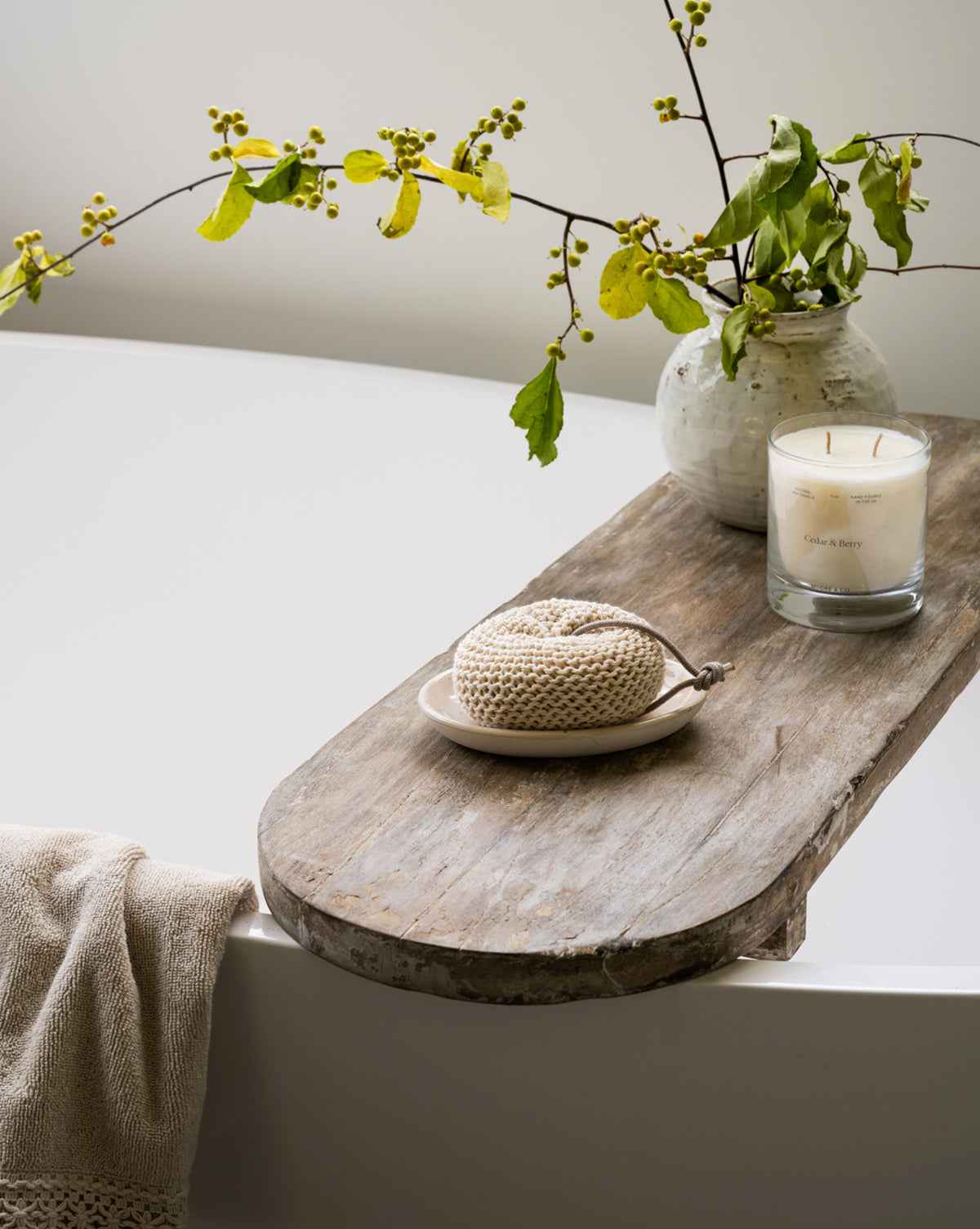 Bela Bath Caddy  Rustic Wood Grain Design