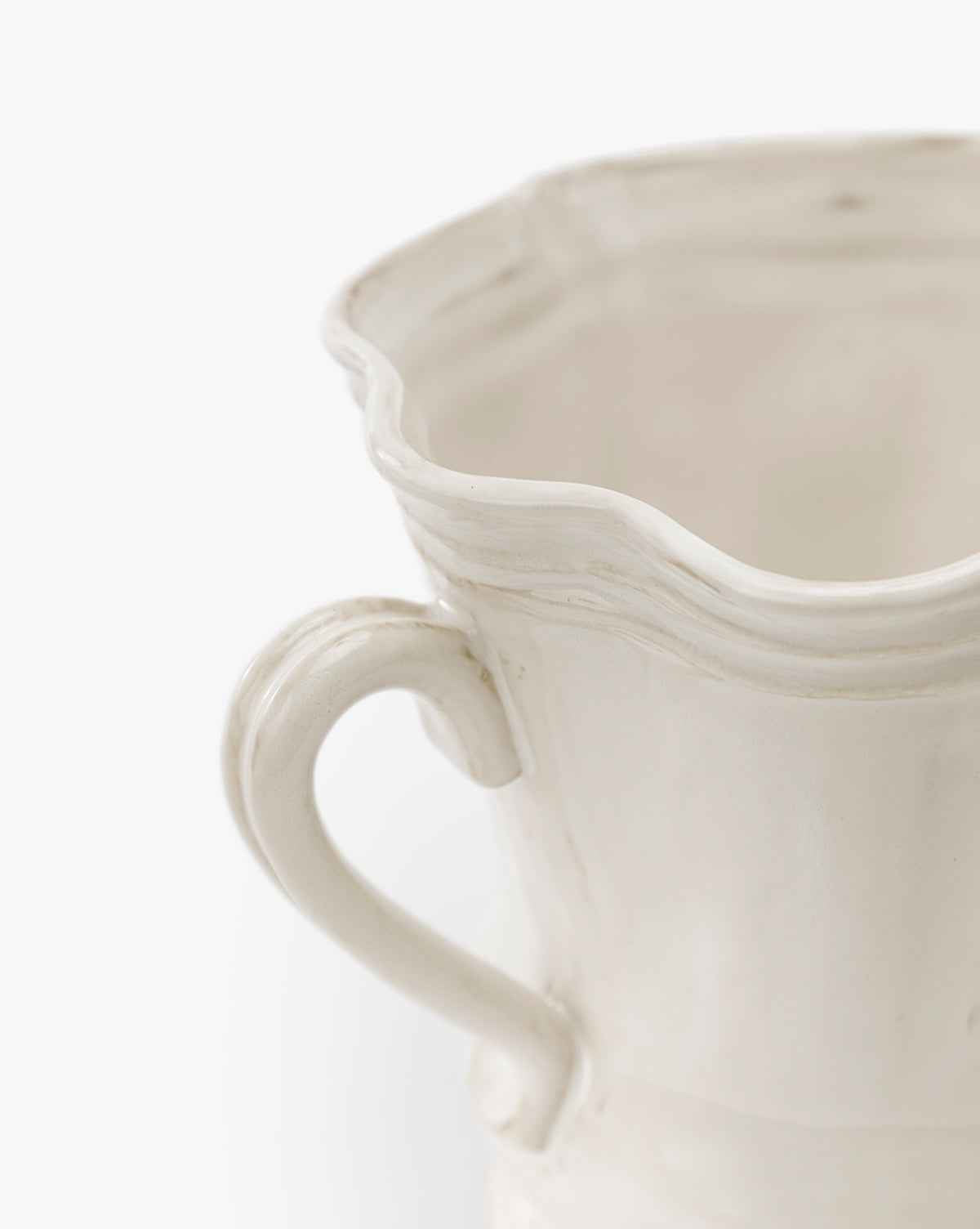 Bela Stoneware Vase  Glossy Finish, Scalloped Rim