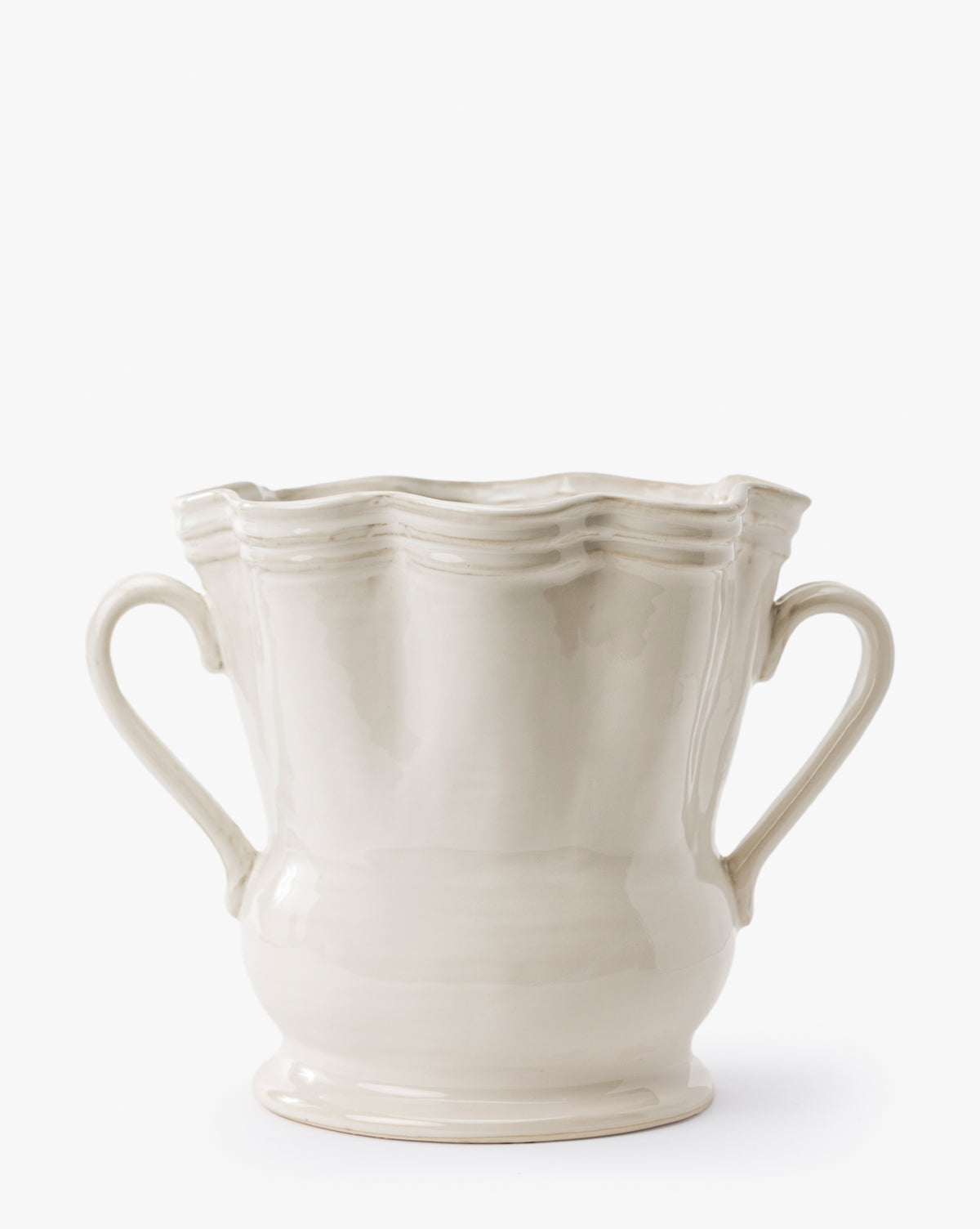 Bela Stoneware Vase  Glossy Finish, Scalloped Rim