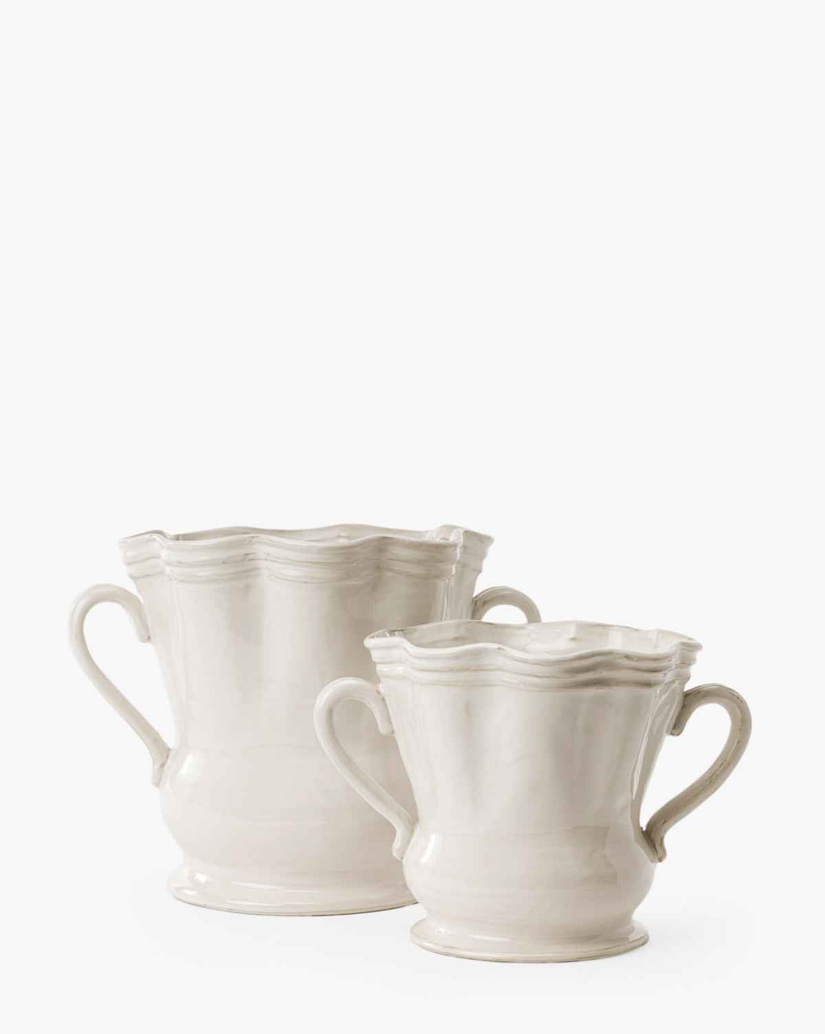 Bela Stoneware Vase  Glossy Finish, Scalloped Rim
