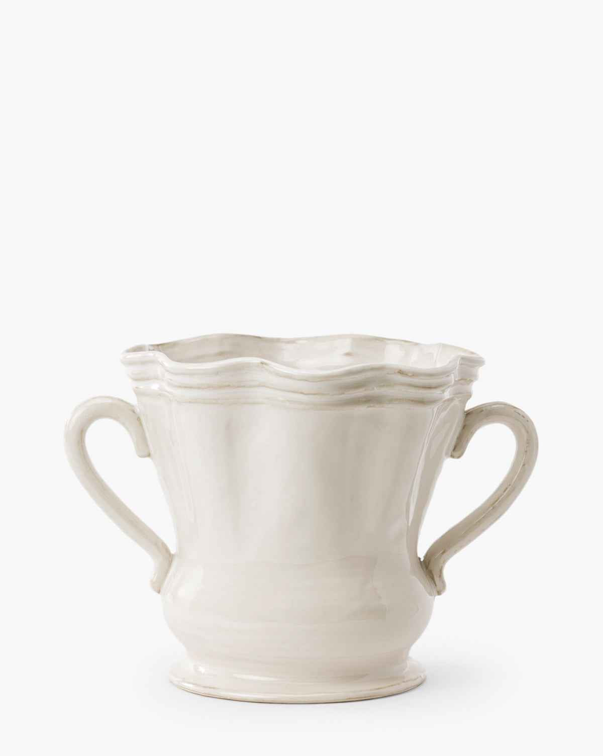 Bela Stoneware Vase  Glossy Finish, Scalloped Rim
