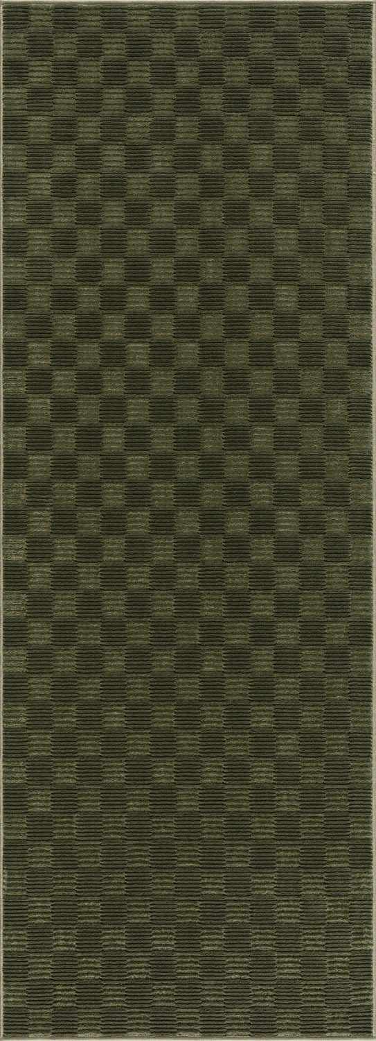 Truls 3D Checkered Washable Rug - Green