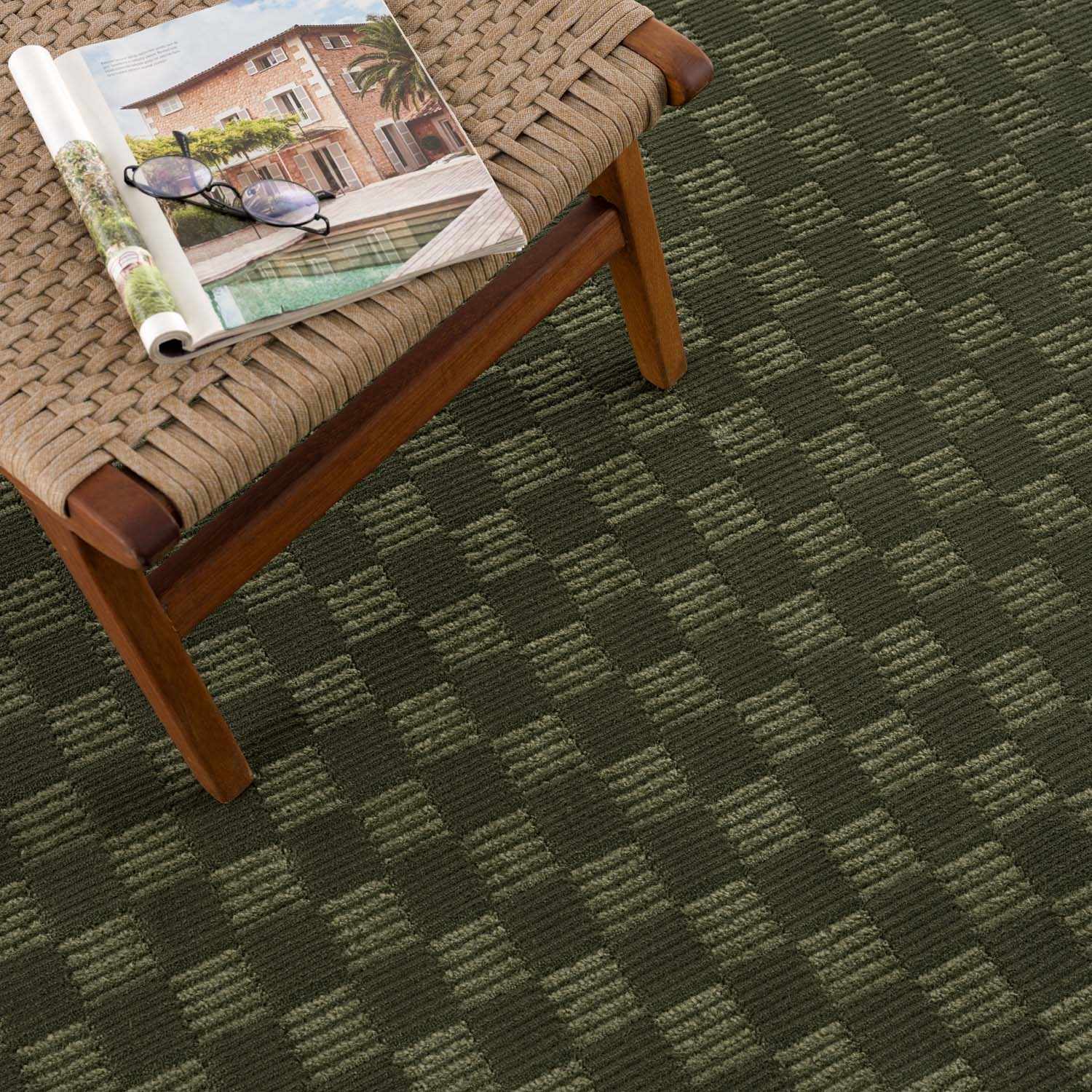Truls 3D Checkered Washable Rug - Green