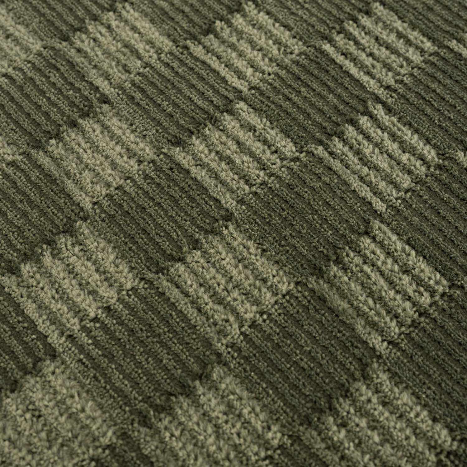 Trio Checkered Rug  Machine Washable  Green Polyester