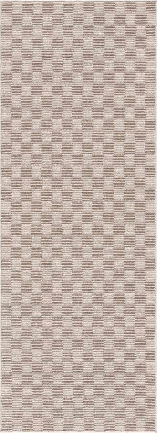 Bello Checkered Rug  Machine Washable  Low Pile  Beige/Peach