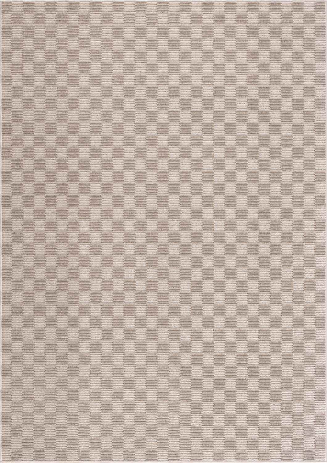 Bello Checkered Rug  Machine Washable  Low Pile  Beige/Peach
