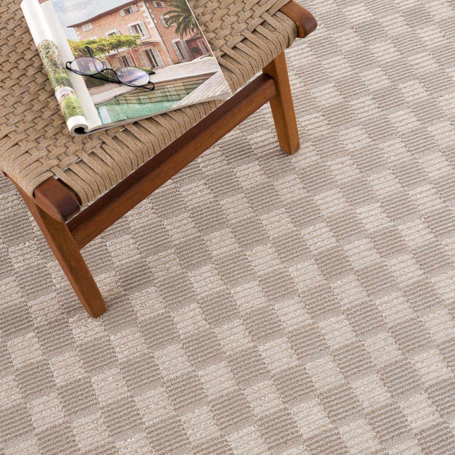 Truls 3D Checkered Washable Rug - Biscotti