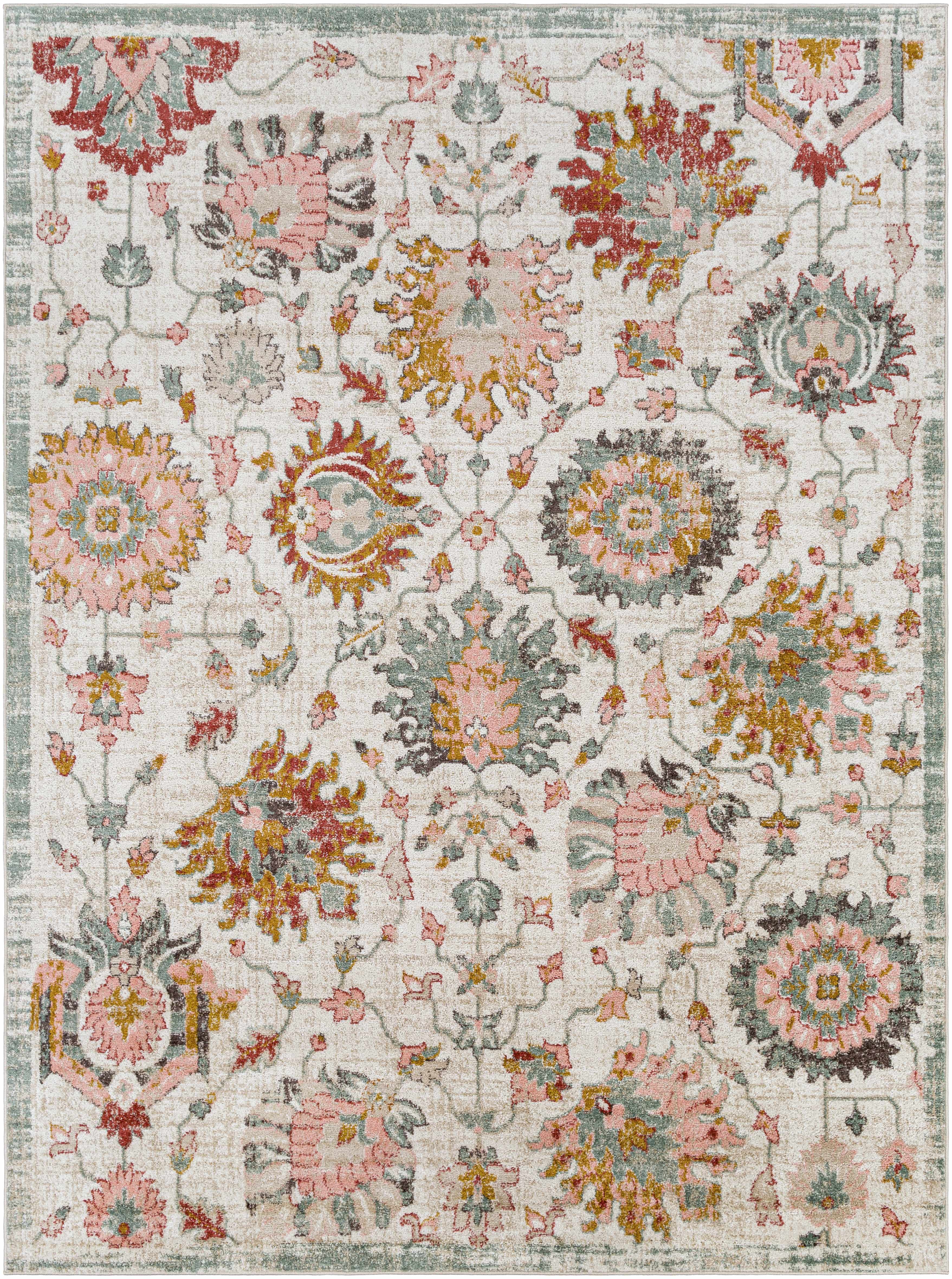 Bello Twilight Floral Area Rug  Medium Pile, Machine Woven