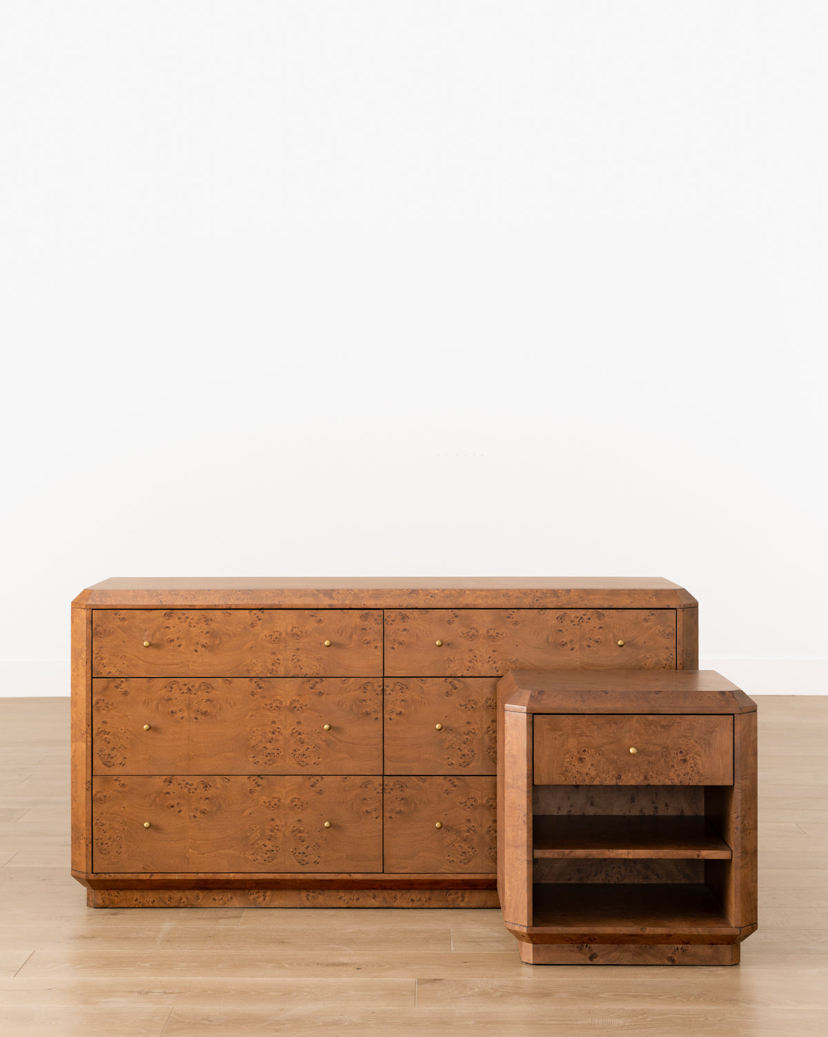 Bela Dresser Burl Wood  Light & Dark Finishes