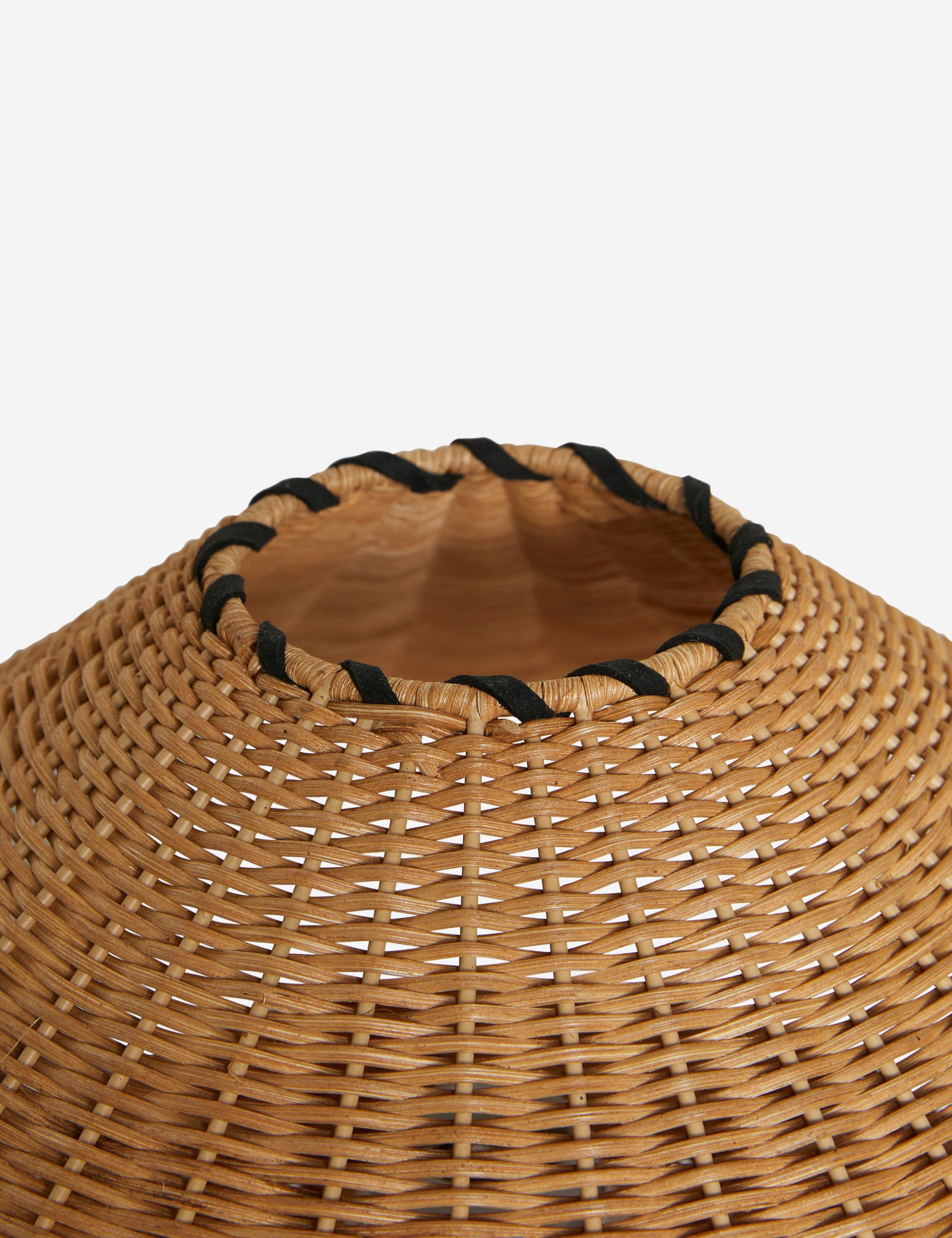 Terrene Table Lamp | Rattan Base with Leather Stitching