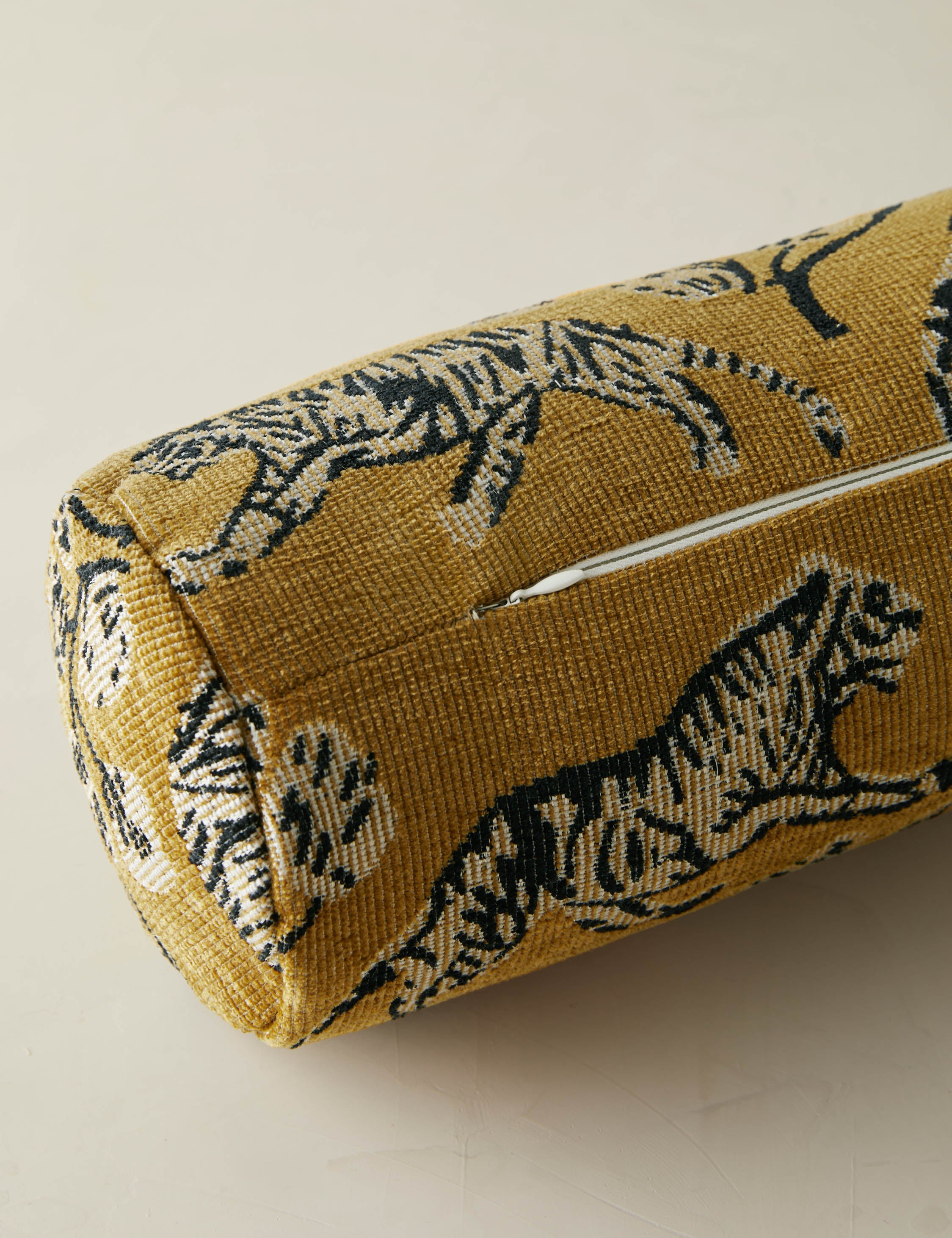Bristol Bolster Pillow | Hand-Drawn Tiger Jacquard Design