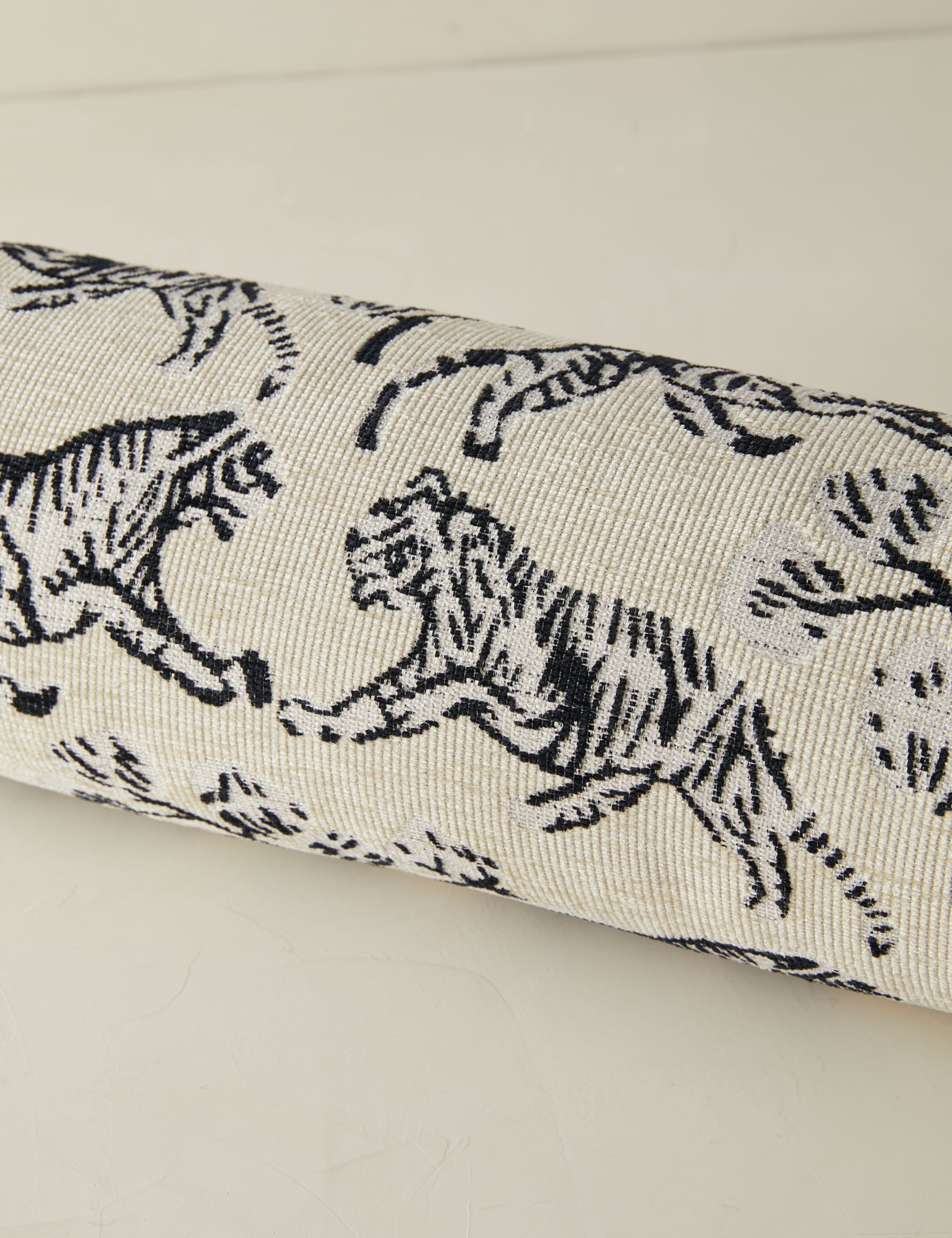 Bello Tiger Jacquard Bolster Pillow | Hand-Drawn Motif, Vintage Style