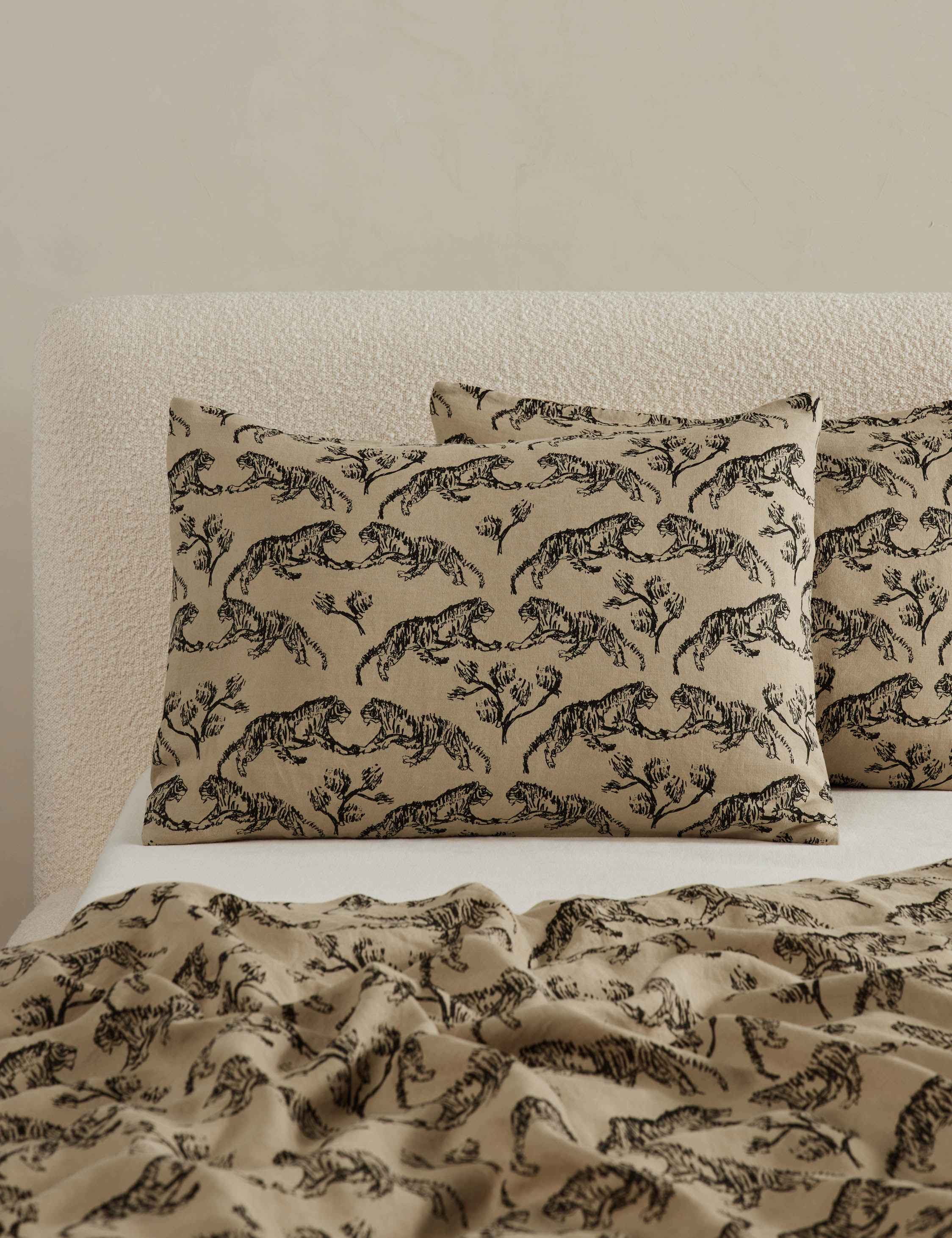 Bamboo Tiger Hemp Sham | Vintage-Inspired, Sustainable Comfort
