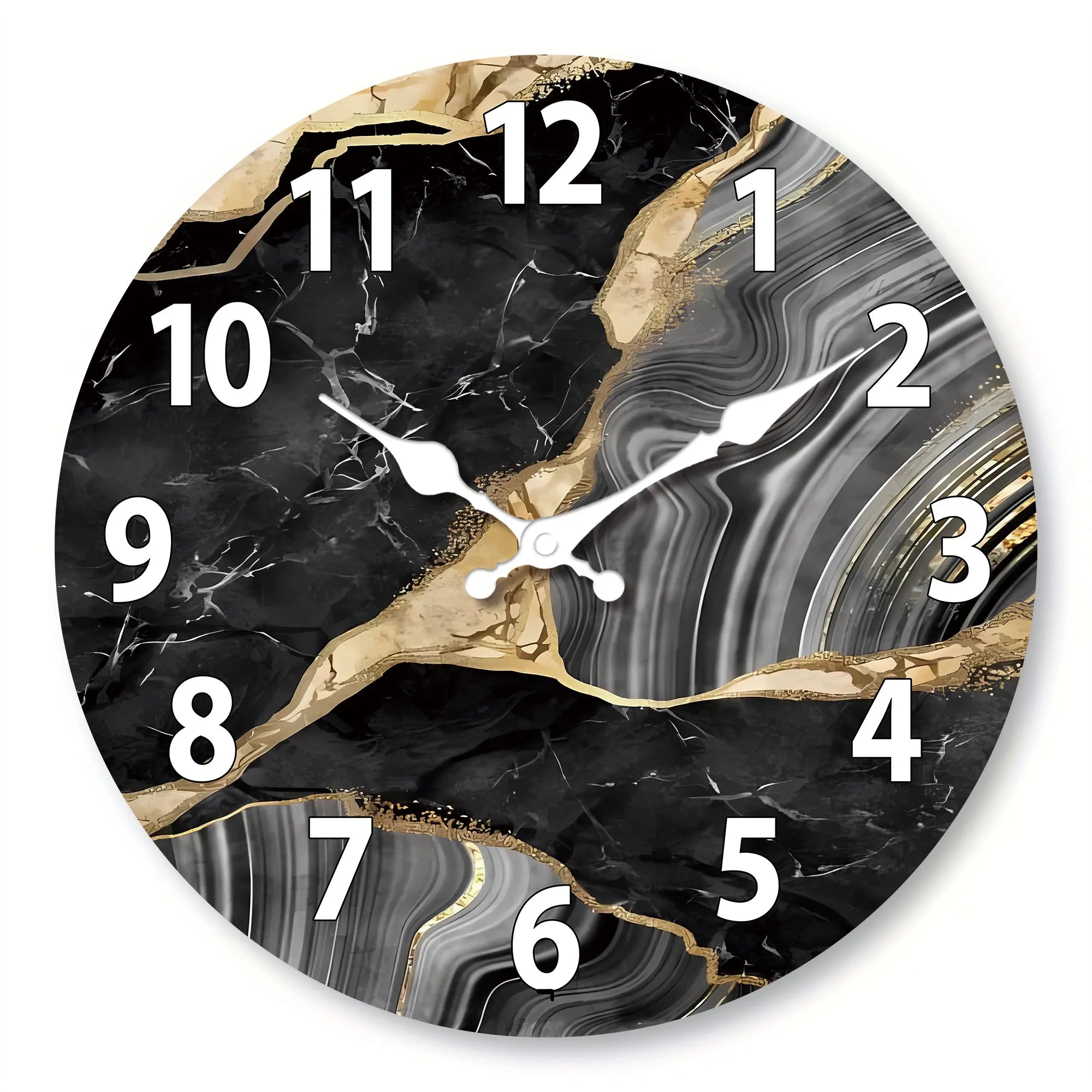 Bello Wall Clock | Modern Marble Design, Silent Quartz Mechanism