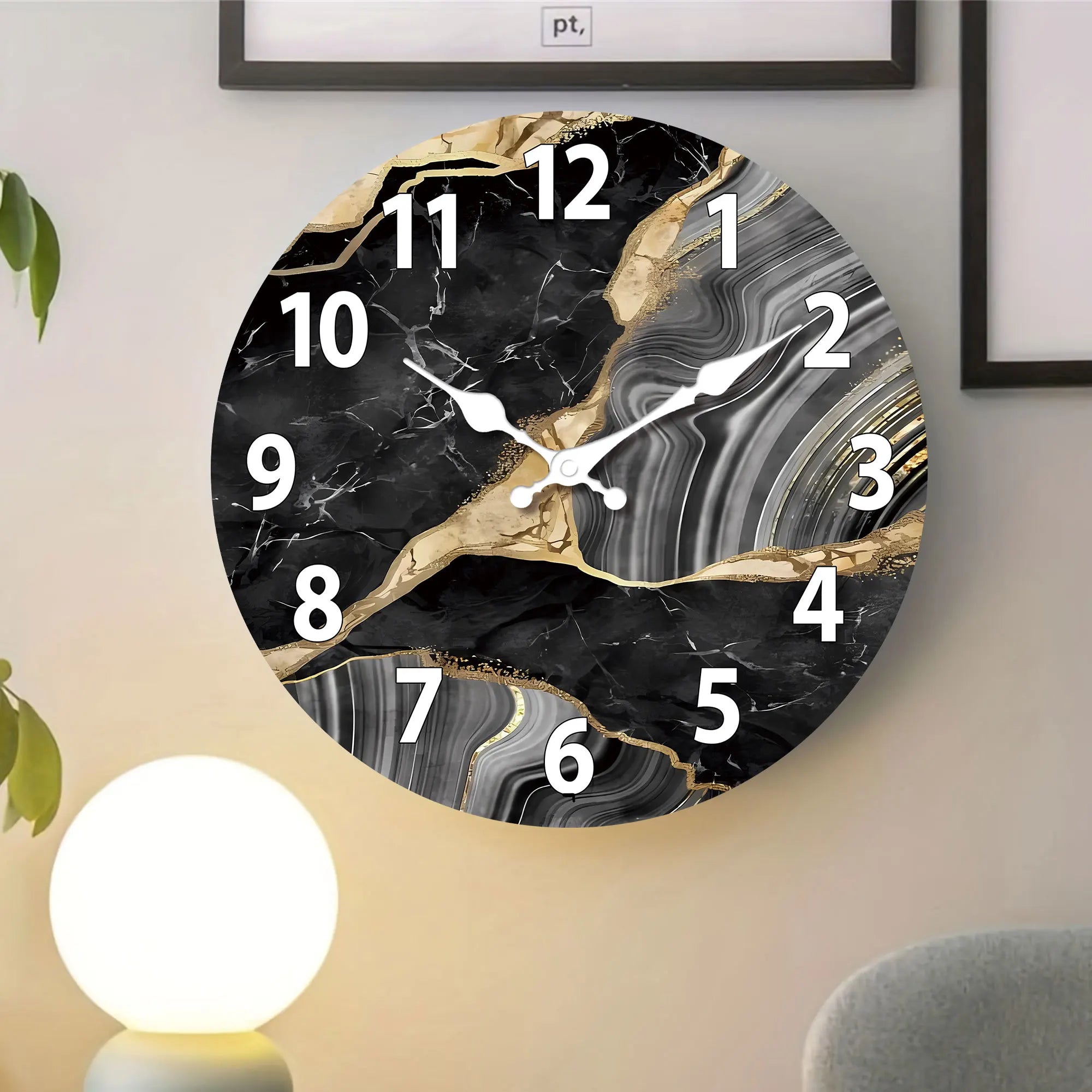 Bello Wall Clock | Modern Marble Design, Silent Quartz Mechanism